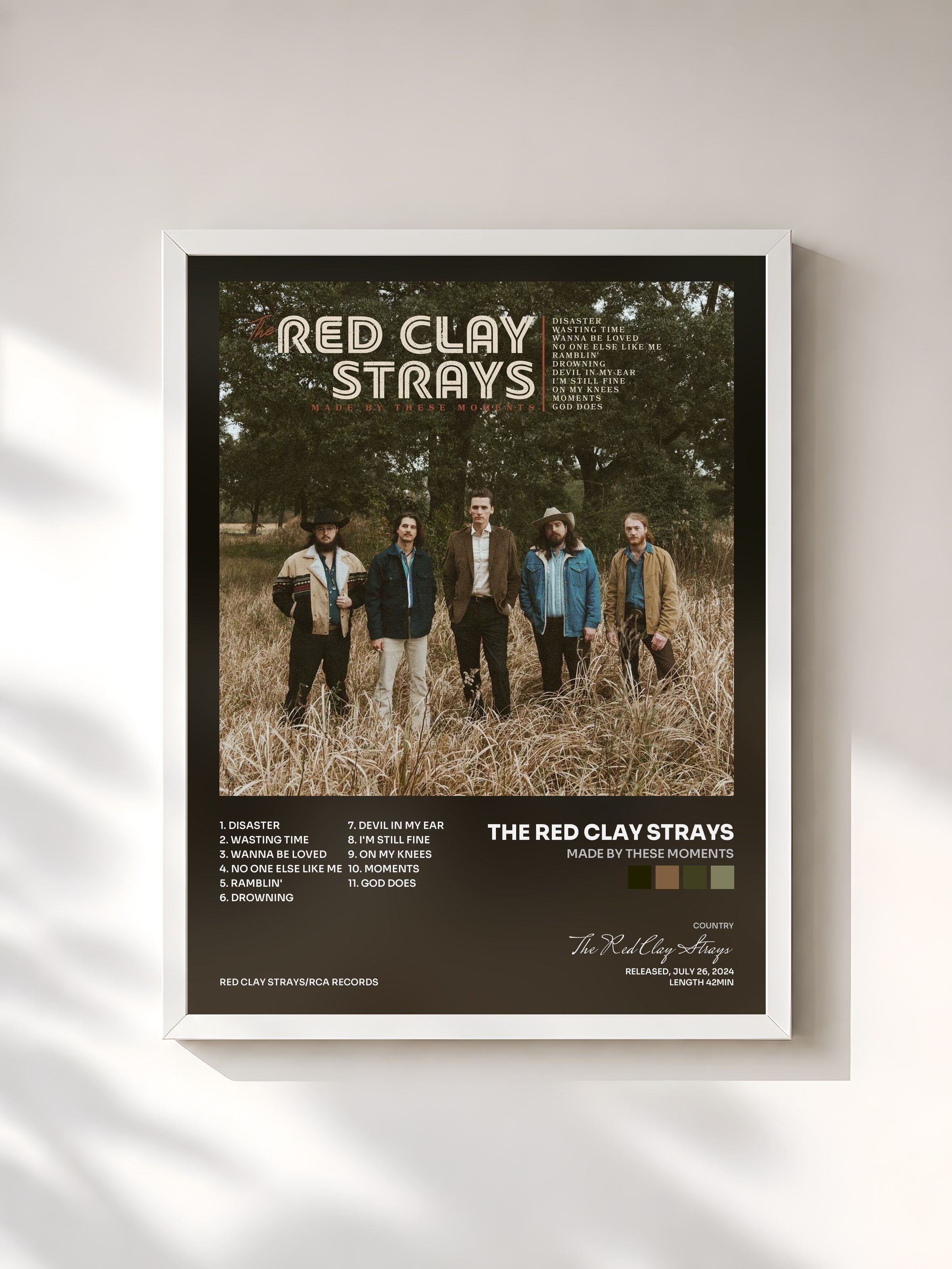 #blanc Tableau de l'album Made by These Moments de The Red Clay Strays, cadre blanc, imprimé et encadré en France