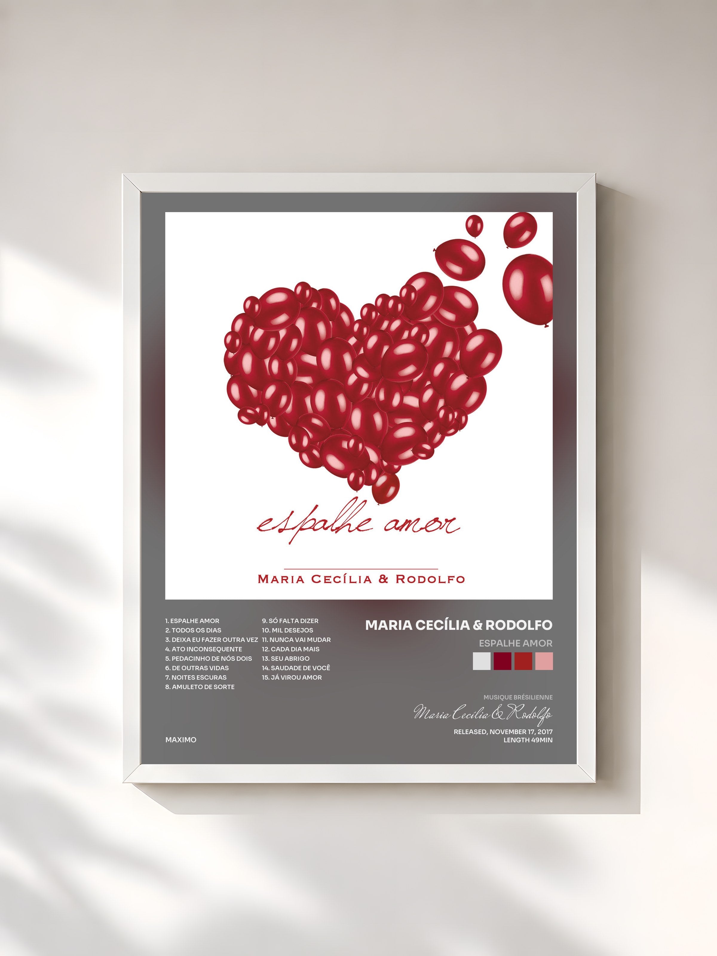 #blanc Tableau de l'album Espalhe Amor de Maria Cecília & Rodolfo, cadre blanc, imprimé et encadré en France