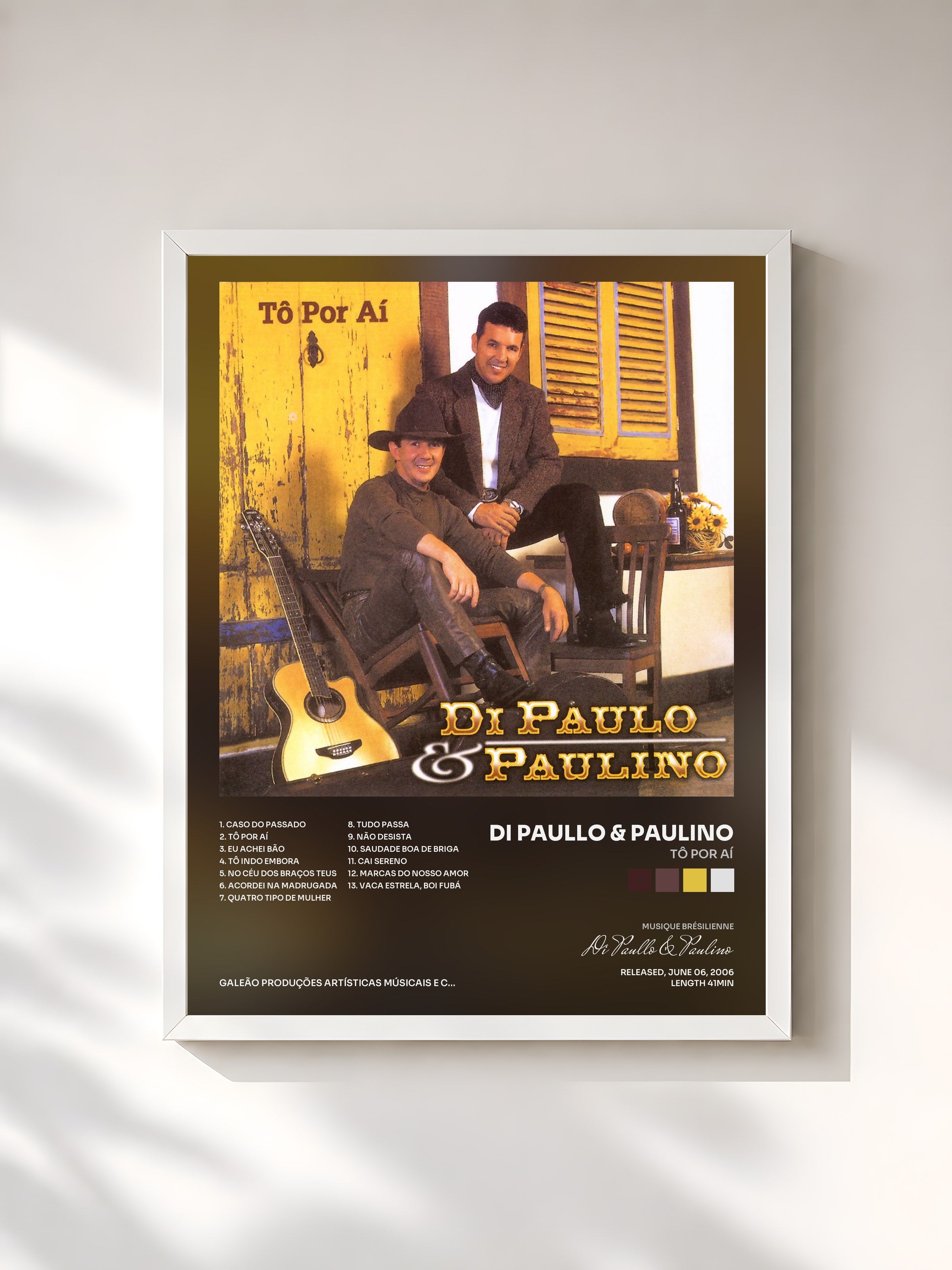 #blanc Tableau de l'album Tô por Aí de Di Paullo & Paulino, cadre blanc, imprimé et encadré en France