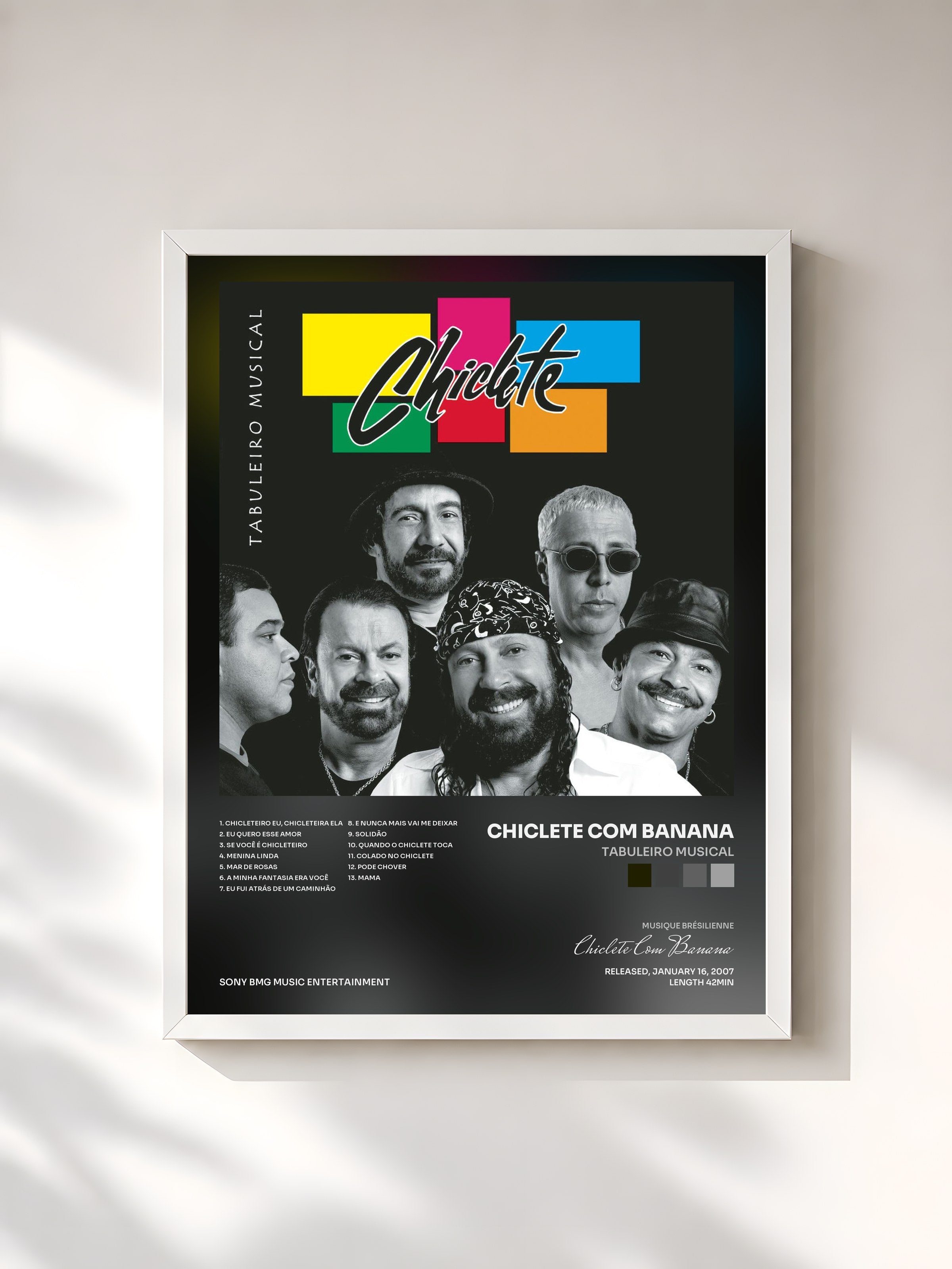#blanc Tableau de l'album Tabuleiro Musical de Chiclete Com Banana, cadre blanc, imprimé et encadré en France