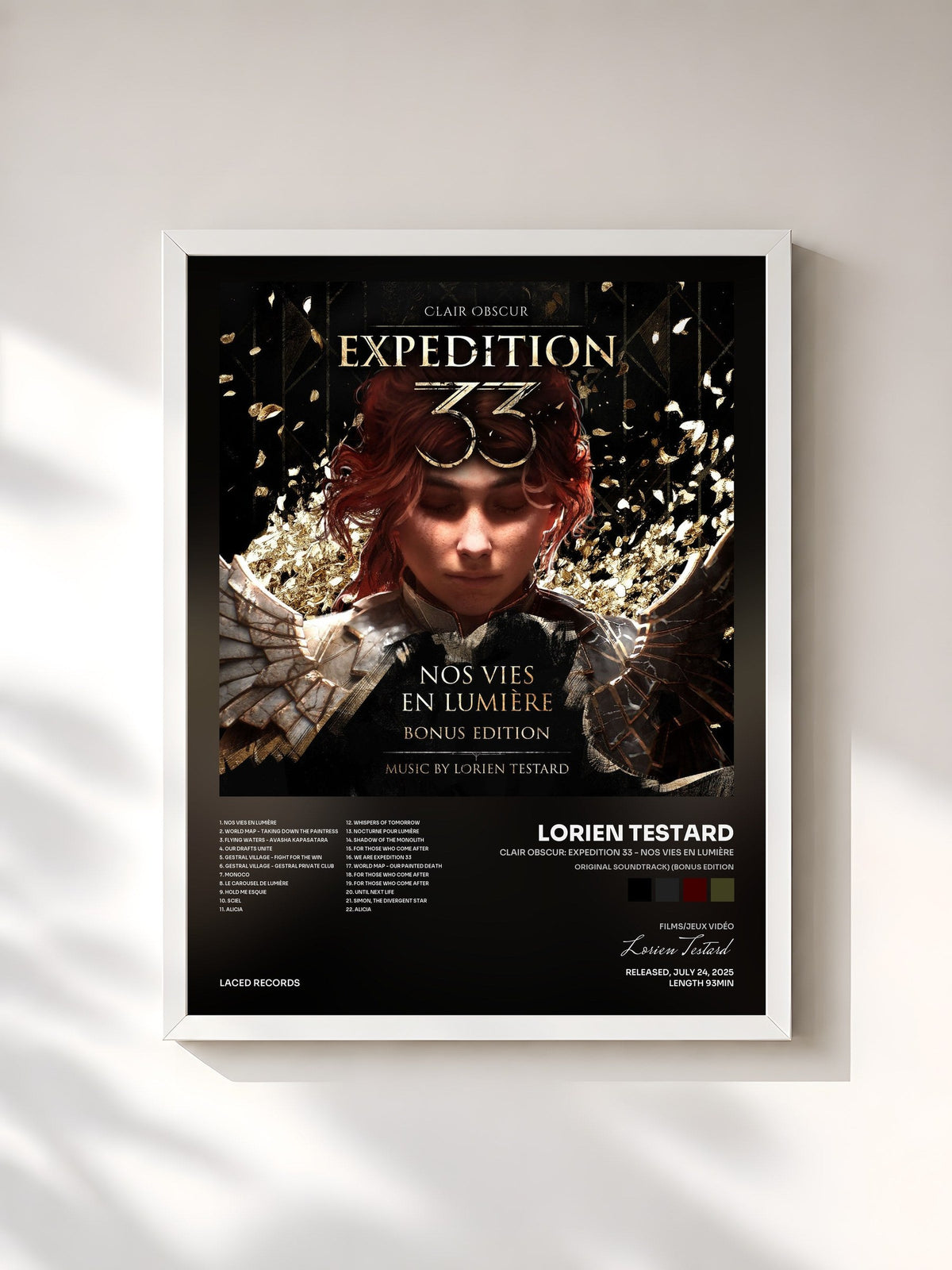 #blanc Tableau de l'album Clair Obscur: Expedition 33 - Nos vies en Lumière (Original Soundtrack) (Bonus Edition) de Lorien Testard, cadre blanc, imprimé et encadré en France