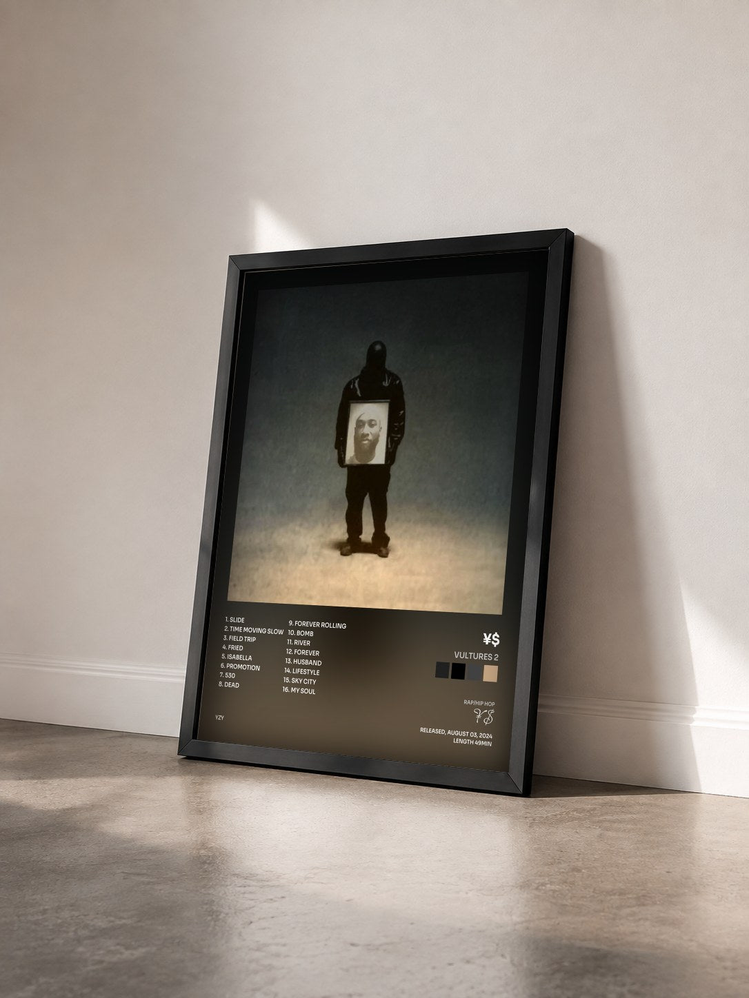 #noir VULTURES 2 by ¥$ as a framed art print seen at an angle, black frame