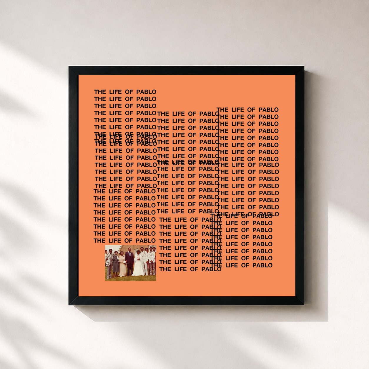 #noir Tableau carré de l'album The Life Of Pablo de Kanye West, cadre noir 32x32 cm