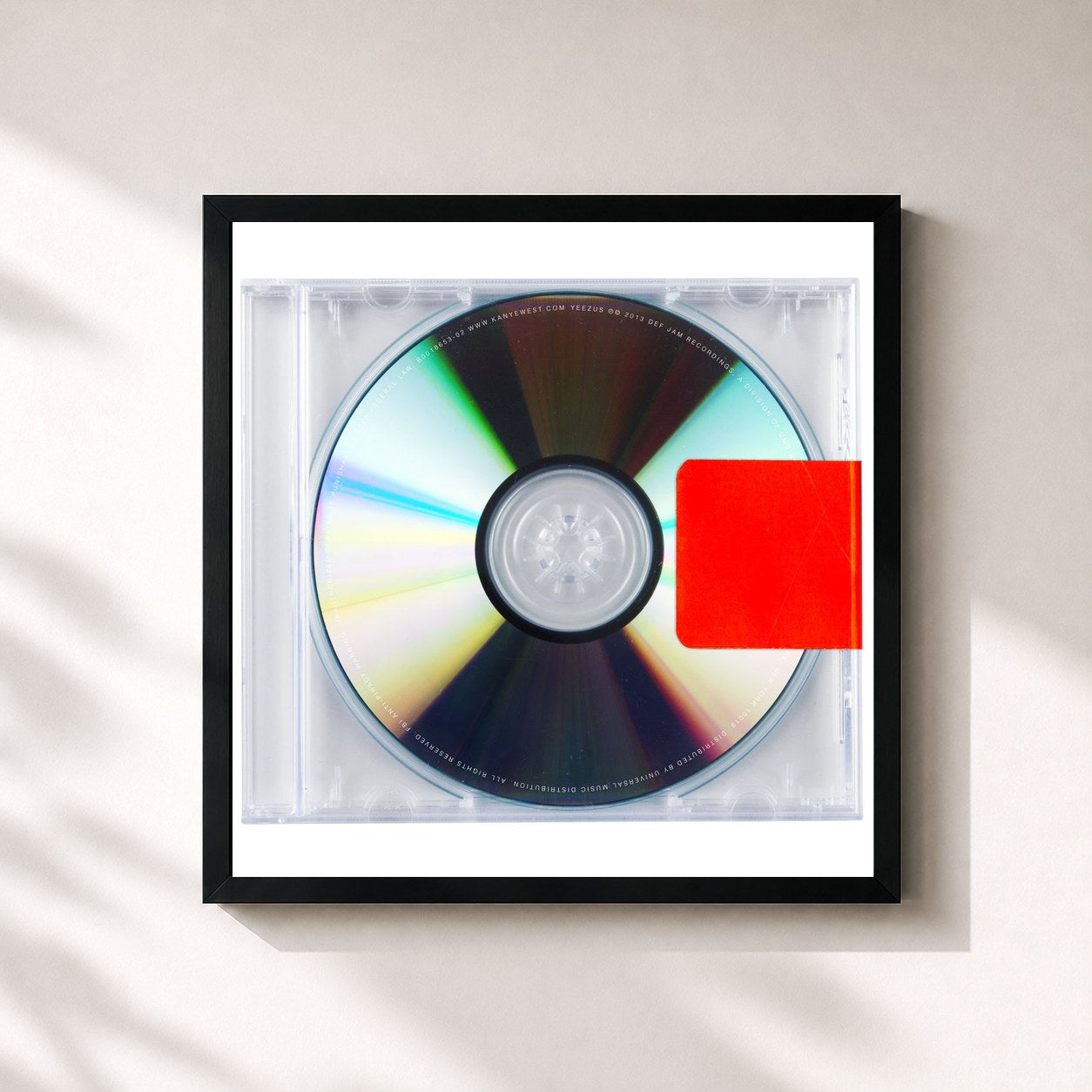 #noir Tableau carré de l'album Yeezus de Kanye West, cadre noir 32x32 cm