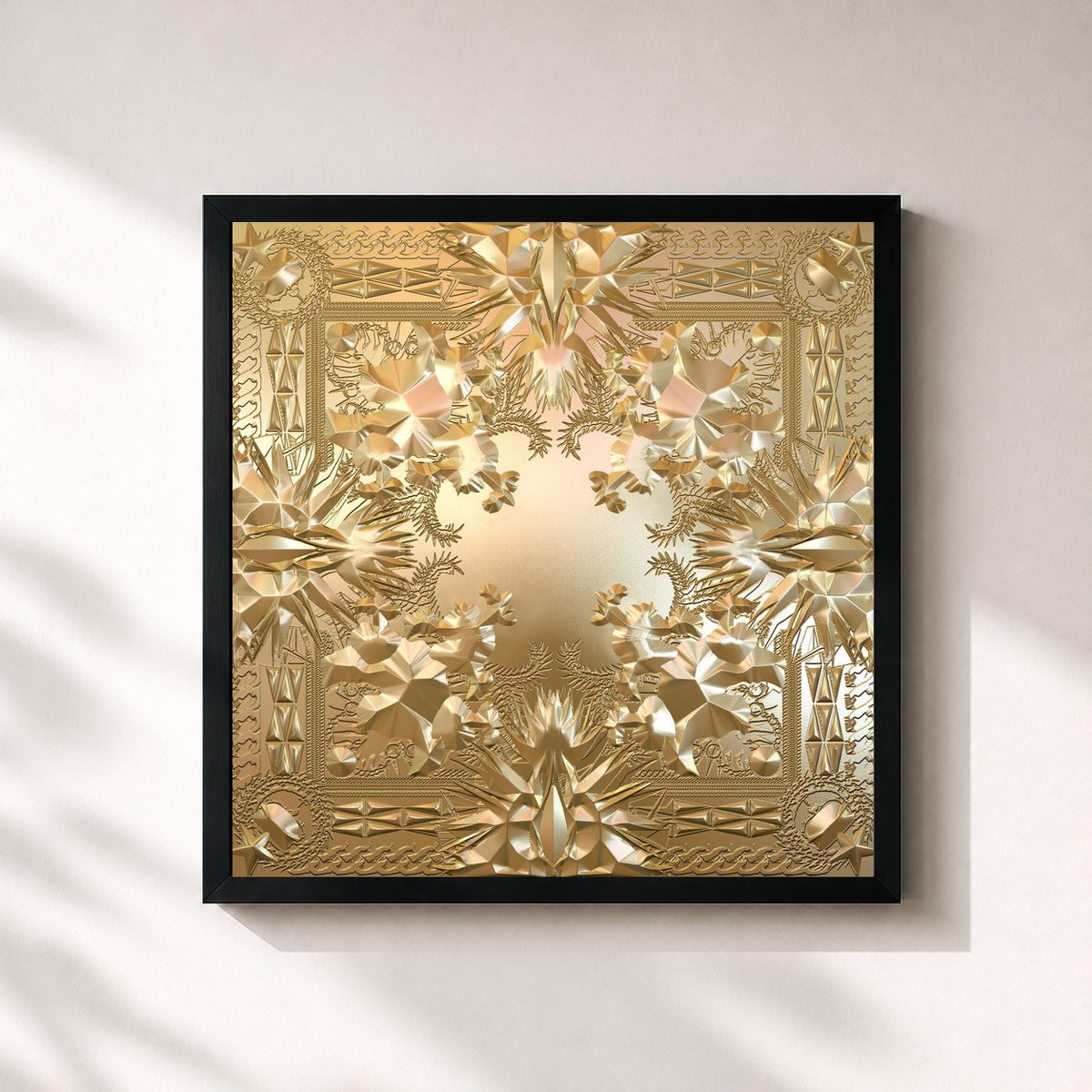 #noir Tableau carré de l'album Watch The Throne (Deluxe) de JAY Z, cadre noir 32x32 cm