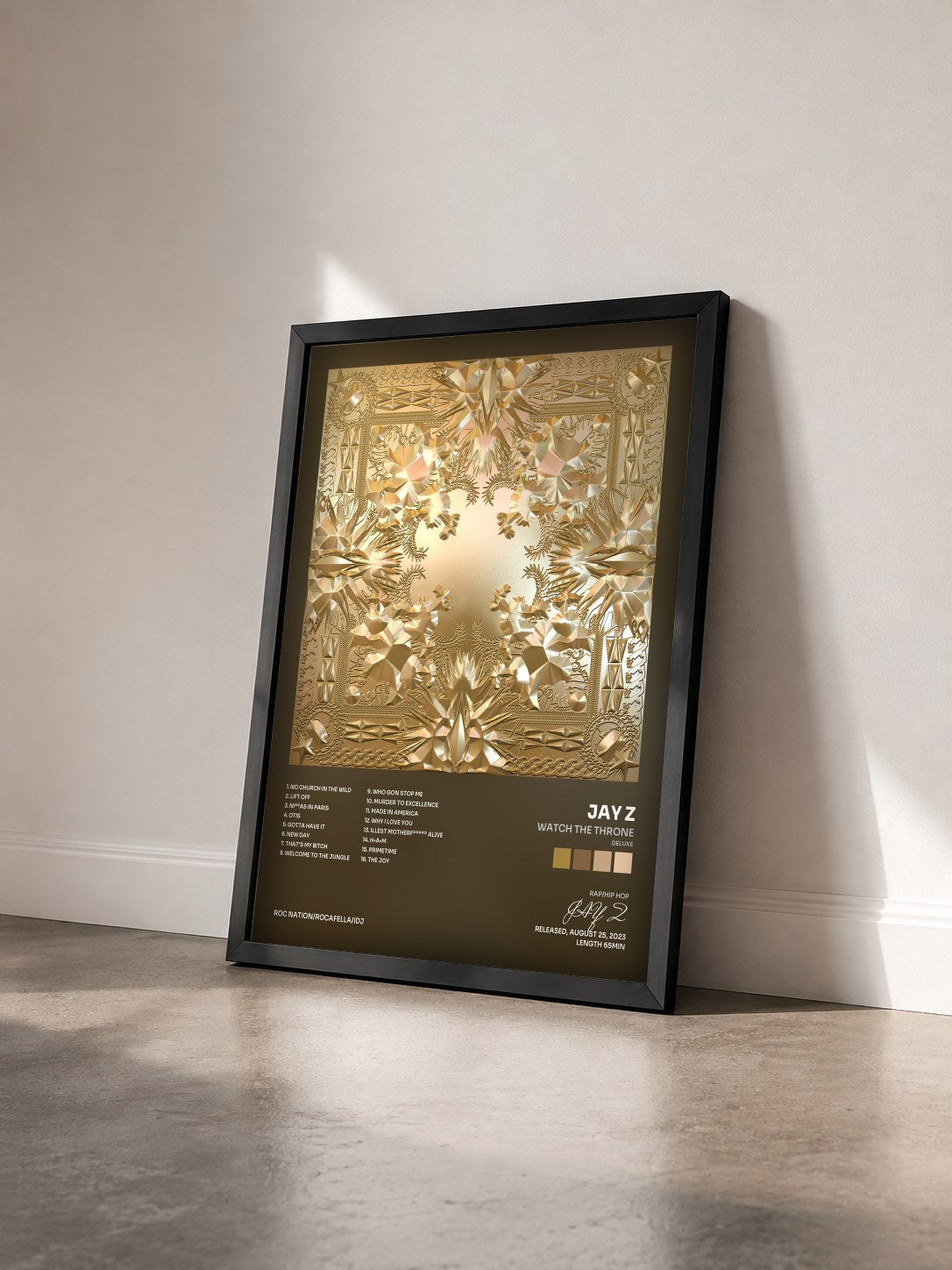 #noir Tableau de l'album Watch The Throne (Deluxe) de JAY Z vu de trois quarts, cadre noir