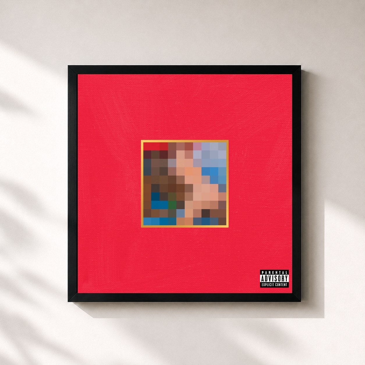#noir My Beautiful Dark Twisted Fantasy di Kanye West in stampa quadrata incorniciata, cornice nera 32x32 cm