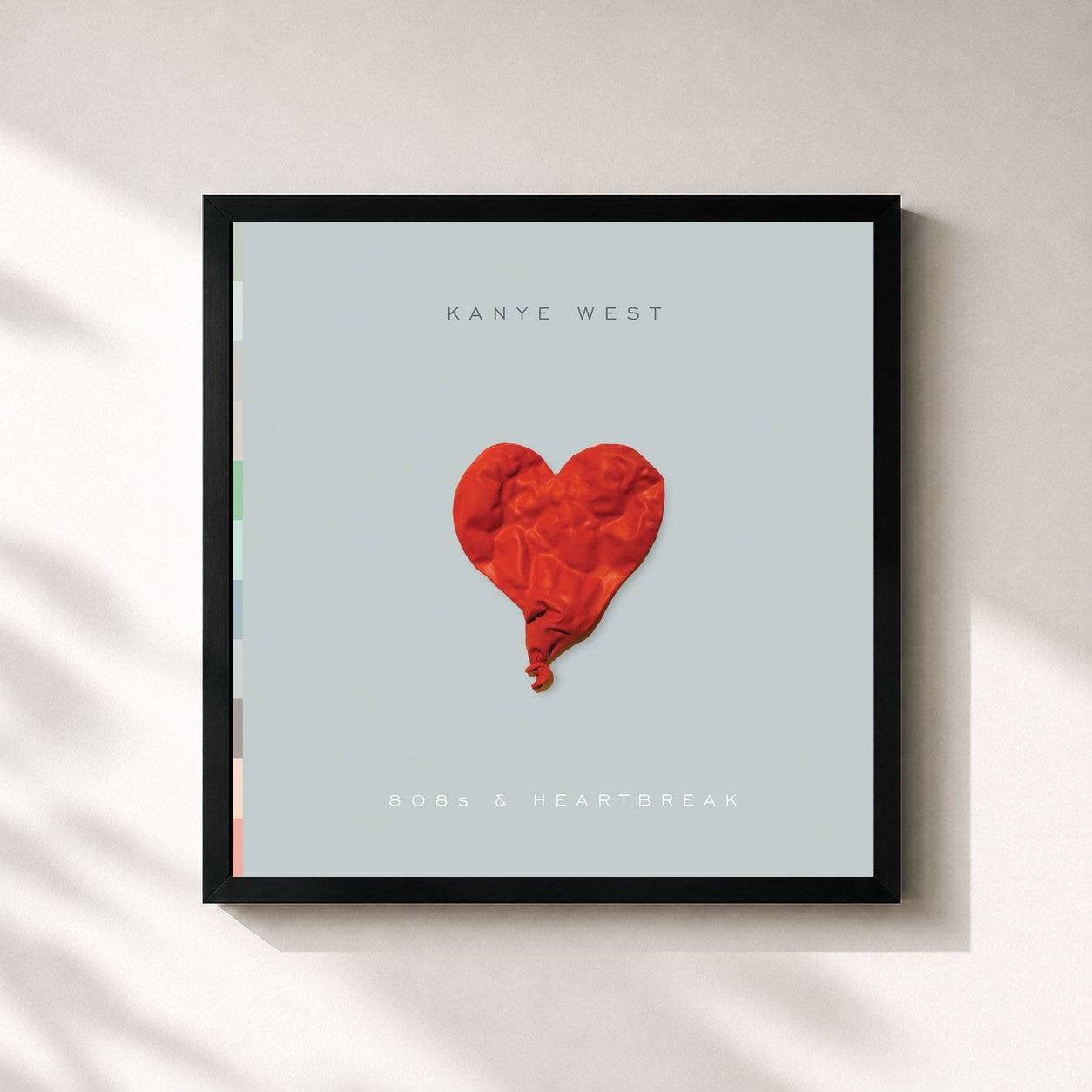 #noir Tableau carré de l'album 808s & Heartbreak de Kanye West, cadre noir 32x32 cm