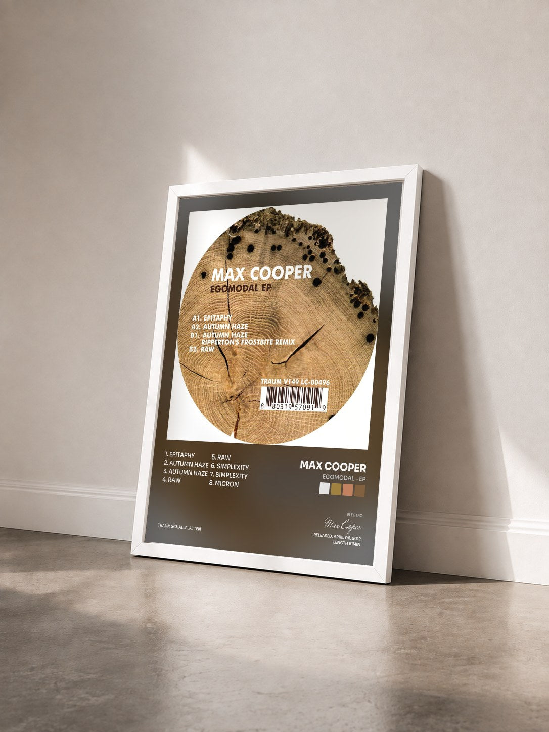 #blanc Tableau de l'album Egomodal - EP de Max Cooper vu de trois quarts, cadre blanc