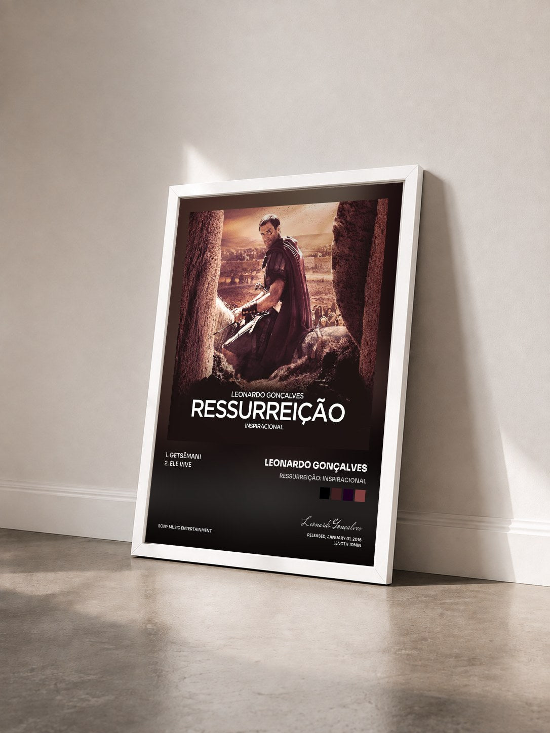 #blanc Tableau de l'album Ressurreição: Inspiracional de Leonardo Gonçalves vu de trois quarts, cadre blanc