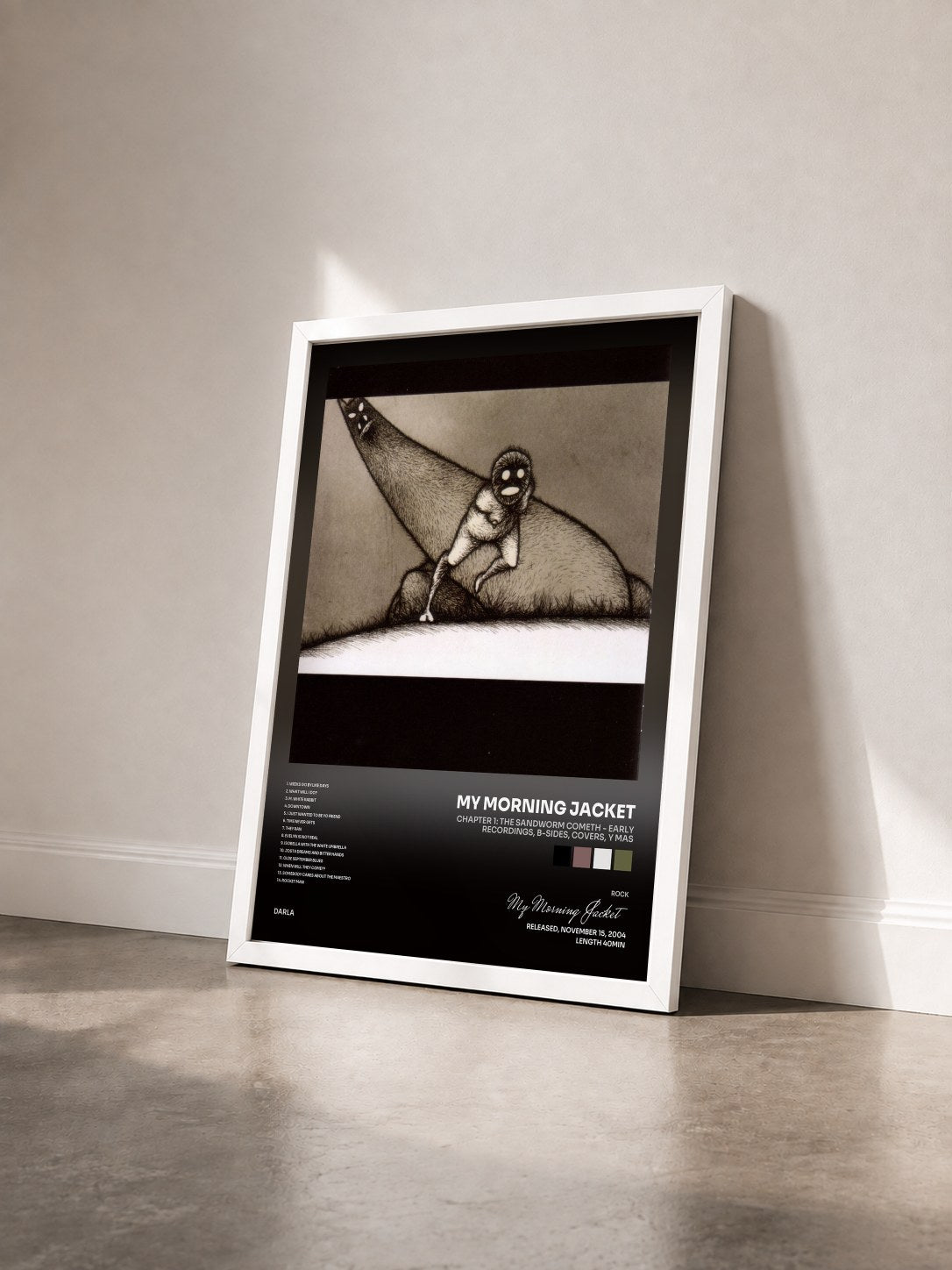 #blanc Tableau de l'album Chapter 1: The Sandworm Cometh - Early Recordings, B-Sides, Covers, y Mas de My Morning Jacket vu de trois quarts, cadre blanc