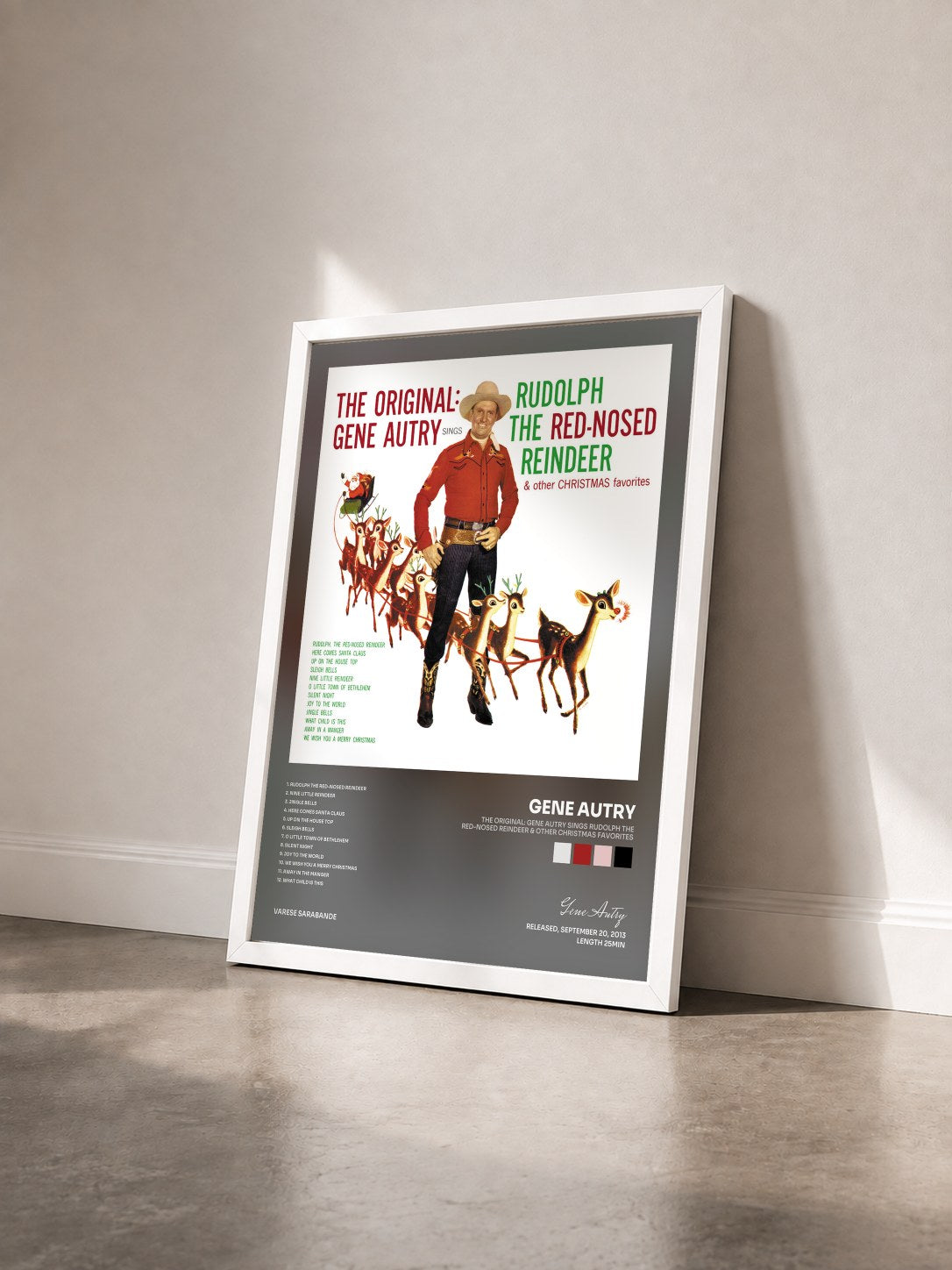 #blanc Tableau de l'album The Original: Gene Autry Sings Rudolph The Red-Nosed Reindeer & Other Christmas Favorites de Gene Autry vu de trois quarts, cadre blanc