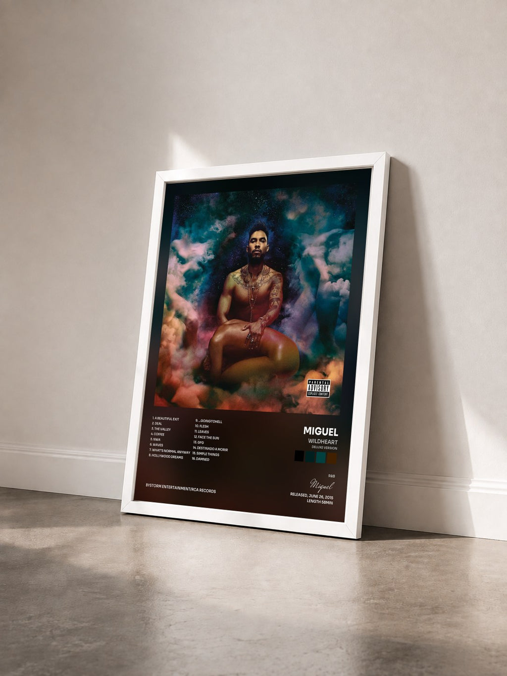 #blanc Wildheart (Deluxe Version) von Miguel als gerahmter Kunstdruck von schräg gesehen, weißer Rahmen