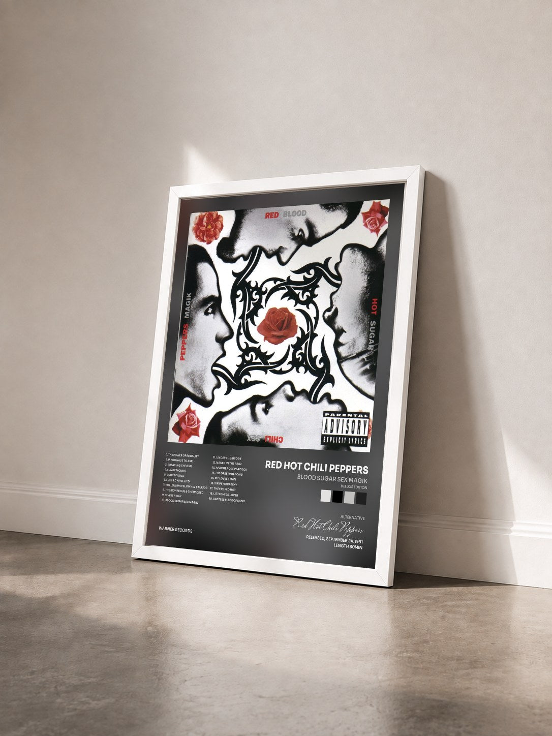 #blanc Tableau de l'album Blood Sugar Sex Magik (Deluxe Edition) de Red Hot Chili Peppers vu de trois quarts, cadre blanc