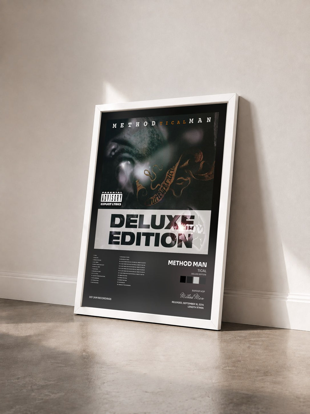 #blanc Tableau de l'album Tical (Deluxe Edition) de Method Man vu de trois quarts, cadre blanc