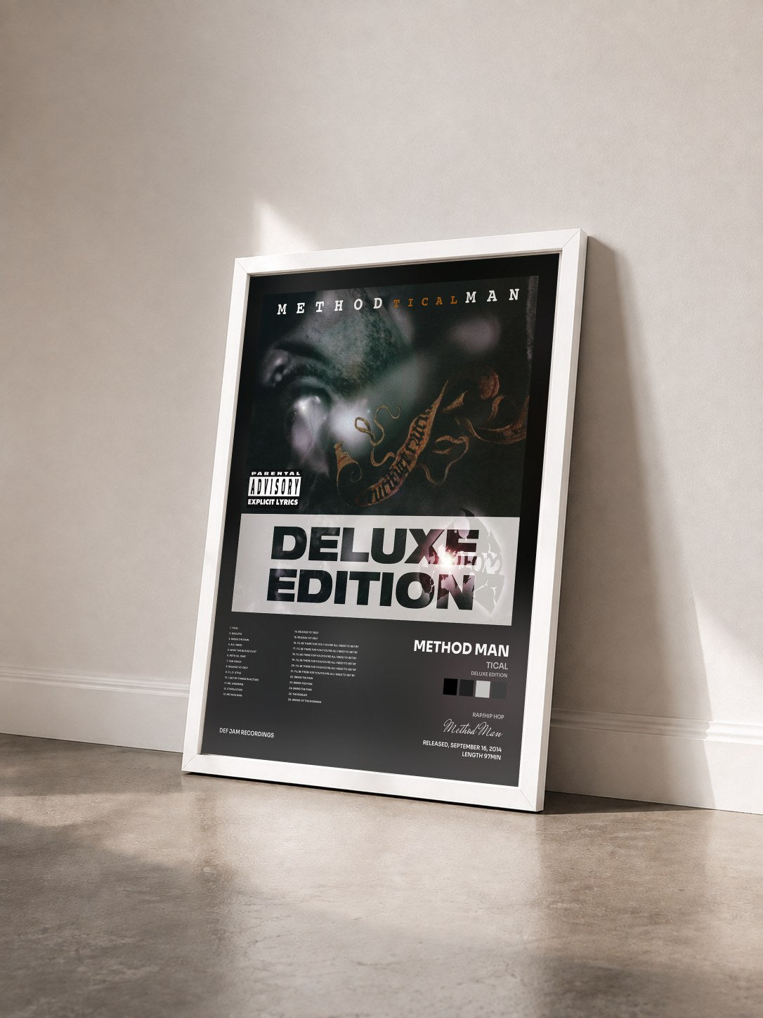 #blanc Tableau de l'album Tical (Deluxe Edition) de Method Man vu de trois quarts, cadre blanc