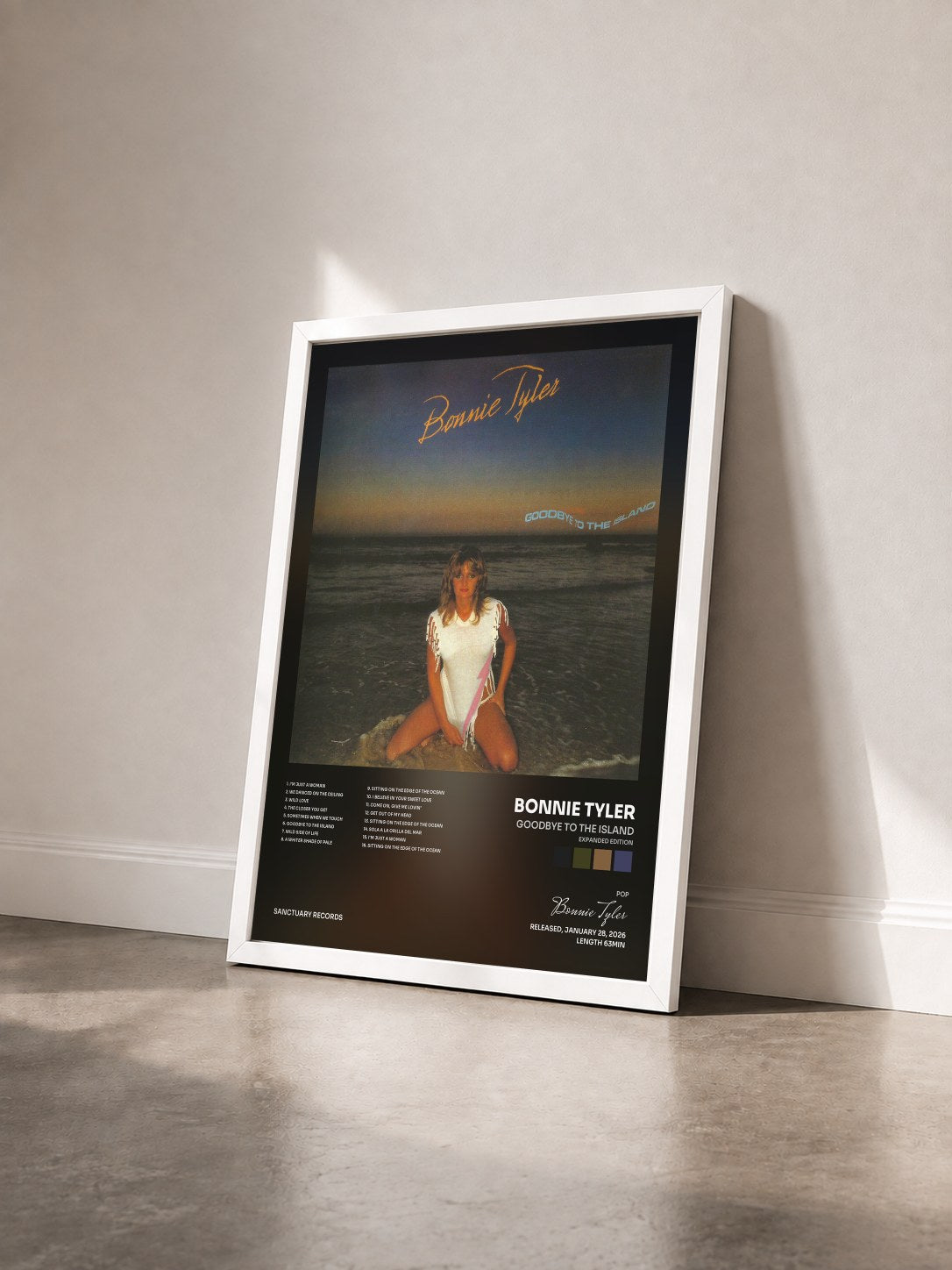 #blanc Tableau de l'album Goodbye to the Island (Expanded Edition) de Bonnie Tyler vu de trois quarts, cadre blanc