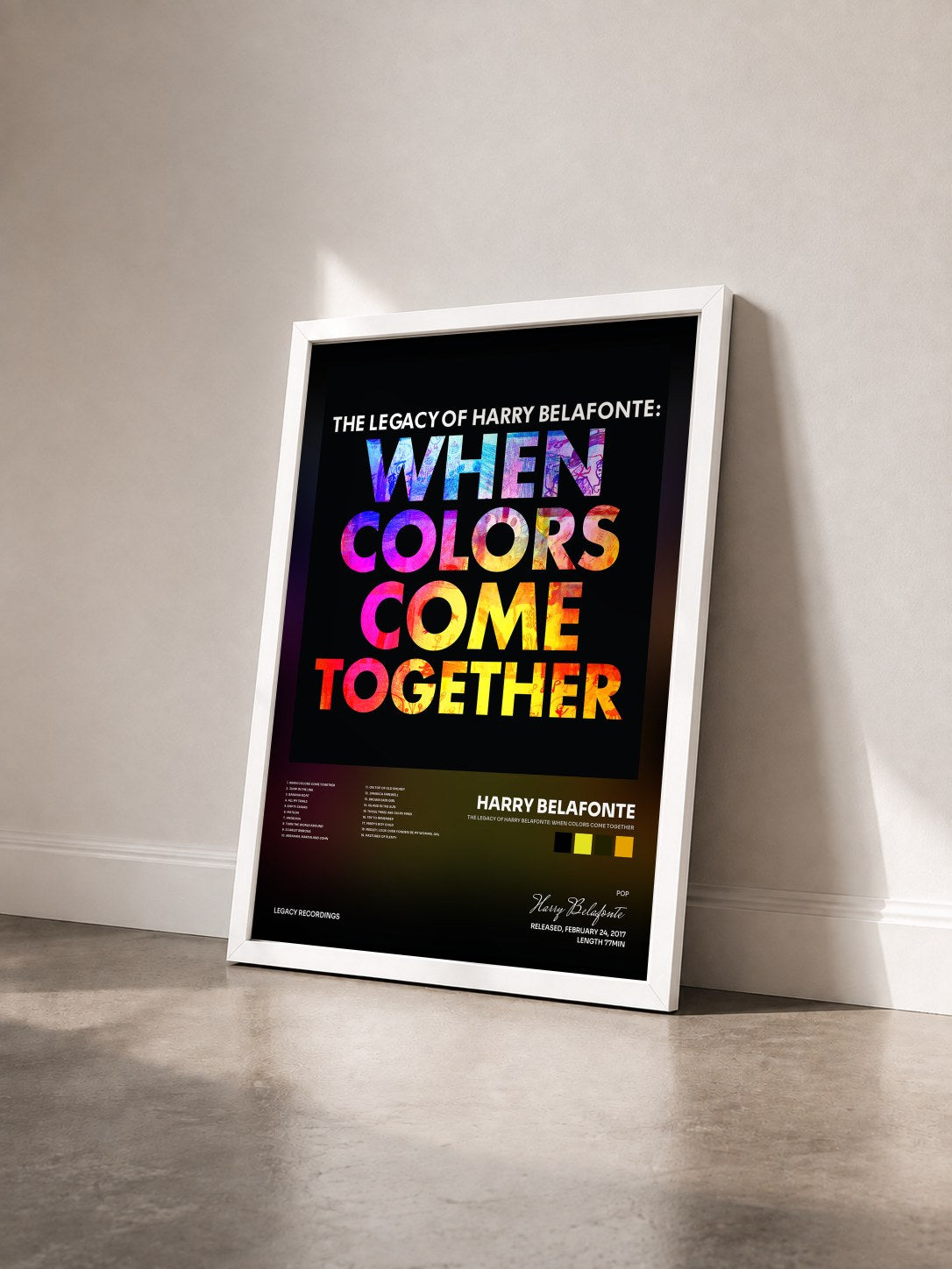 #blanc Tableau de l'album The Legacy of Harry Belafonte: When Colors Come Together de Harry Belafonte vu de trois quarts, cadre blanc