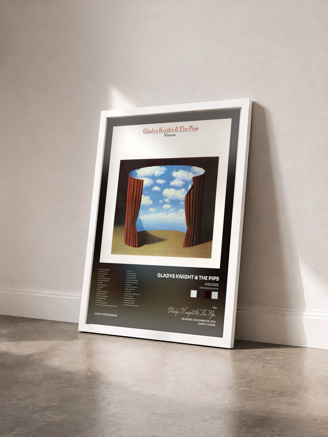 #blanc Tableau de l'album Visions (Expanded Edition) de Gladys Knight & The Pips vu de trois quarts, cadre blanc