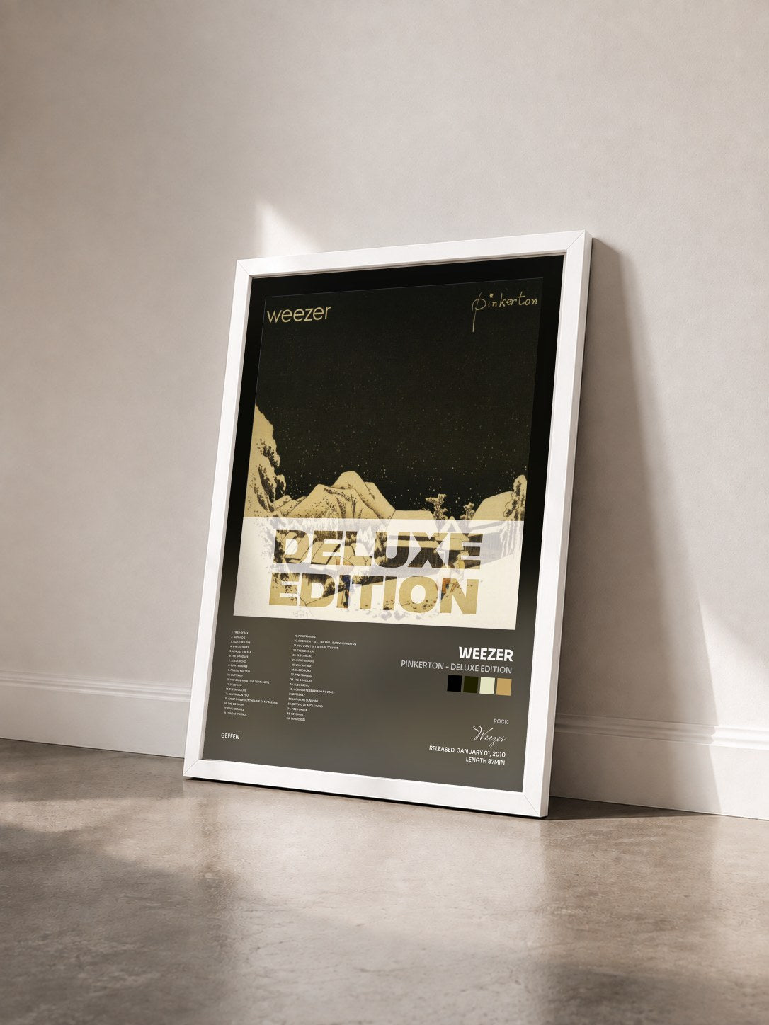 #blanc Tableau de l'album Pinkerton - Deluxe Edition de Weezer vu de trois quarts, cadre blanc