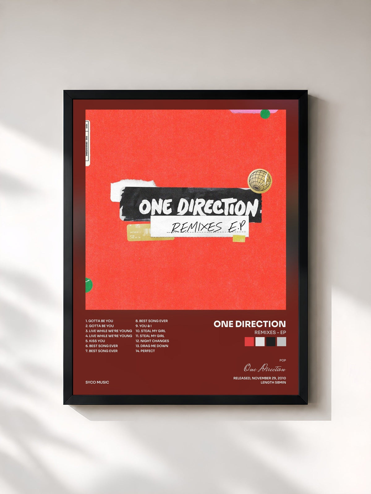 #noir Remixes - EP by One Direction as a framed art print, black frame, printed and framed in France
