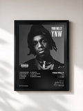 #noir YNW de YNW Melly en lámina enmarcada, marco negro, impresa y enmarcada en Francia