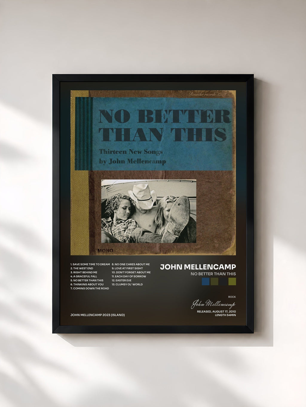 #noir Tableau de l'album No Better Than This de John Mellencamp, cadre noir, imprimé et encadré en France