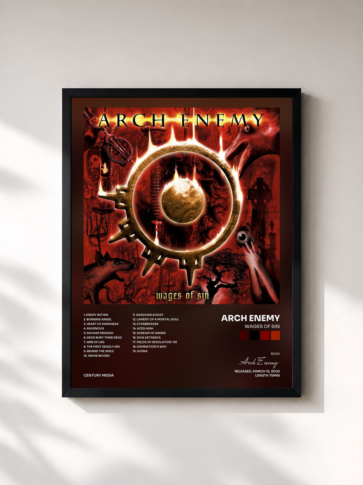 #noir Wages of Sin von Arch Enemy als gerahmter Kunstdruck, schwarzer Rahmen, gedruckt und gerahmt in Frankreich