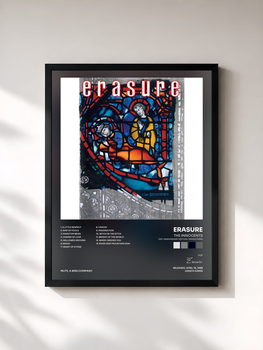 #noir The Innocents (21st Anniversary Edition / Remastered) von Erasure als gerahmter Kunstdruck, schwarzer Rahmen, gedruckt und gerahmt in Frankreich