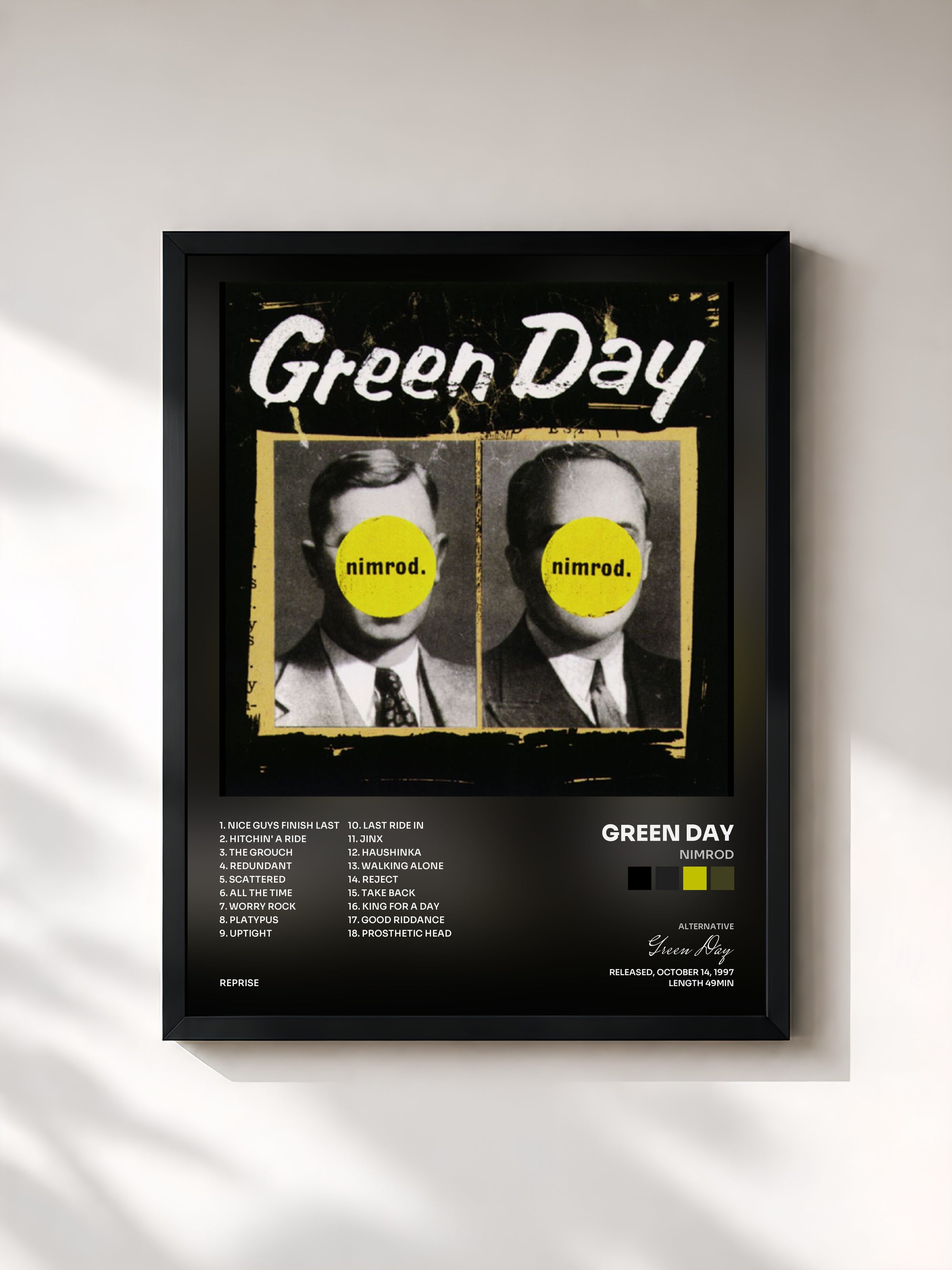 #noir Nimrod by Green Day as a framed art print, black frame, printed and framed in France