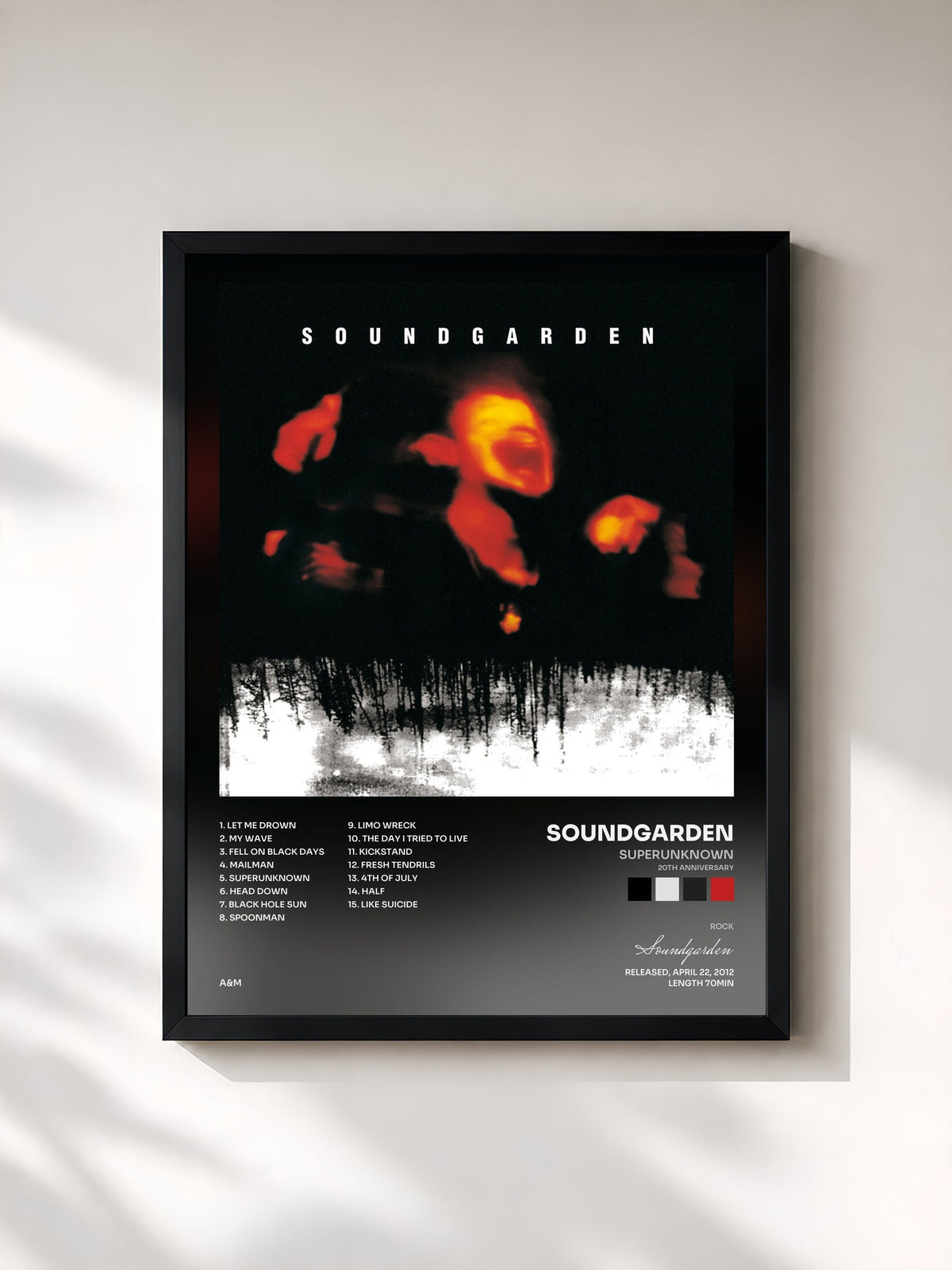 #noir Superunknown (20th Anniversary) di Soundgarden in stampa incorniciata, cornice nera, stampata e incorniciata in Francia