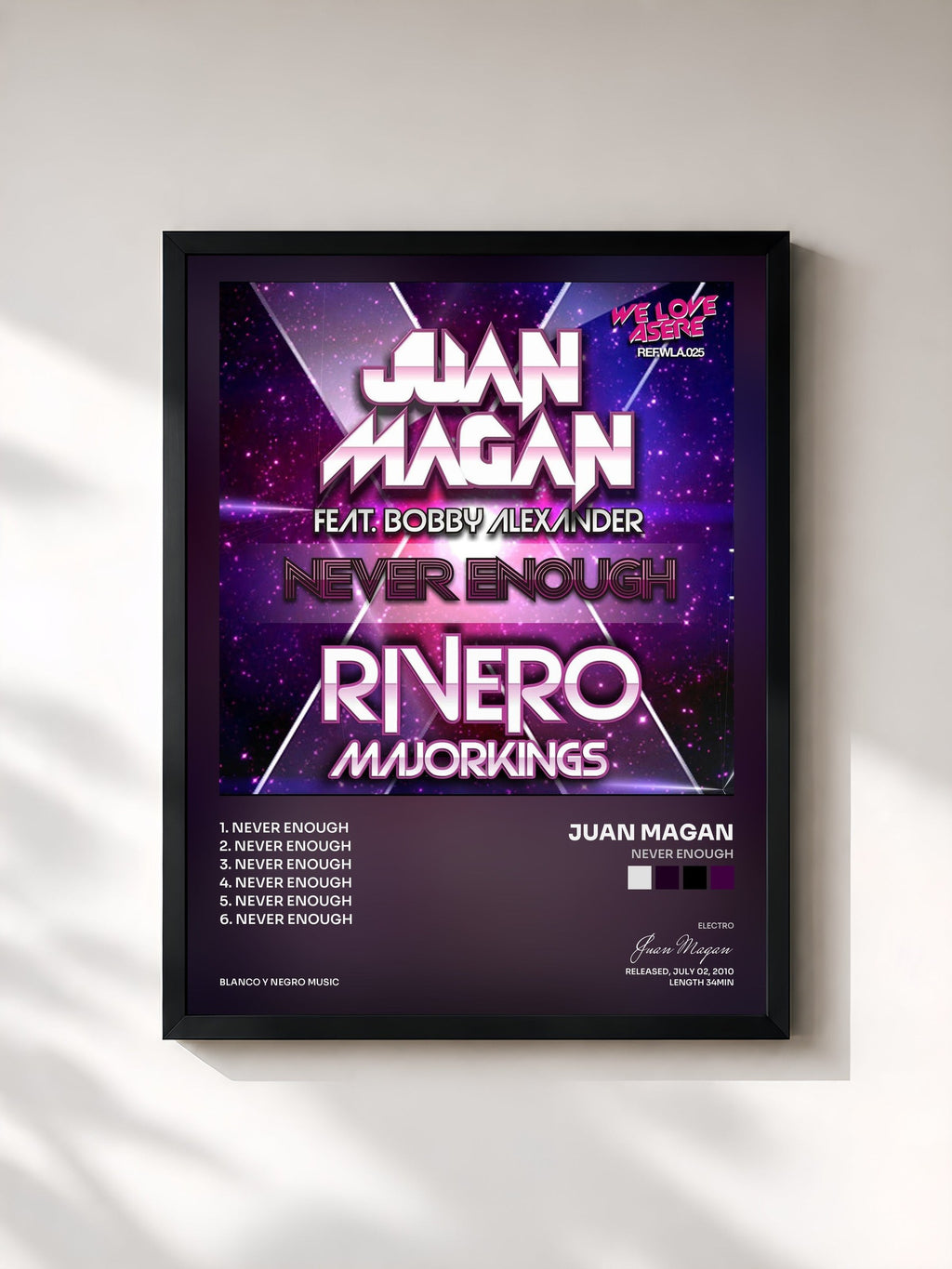 #noir Tableau de l'album Never Enough de Juan Magan, cadre noir, imprimé et encadré en France