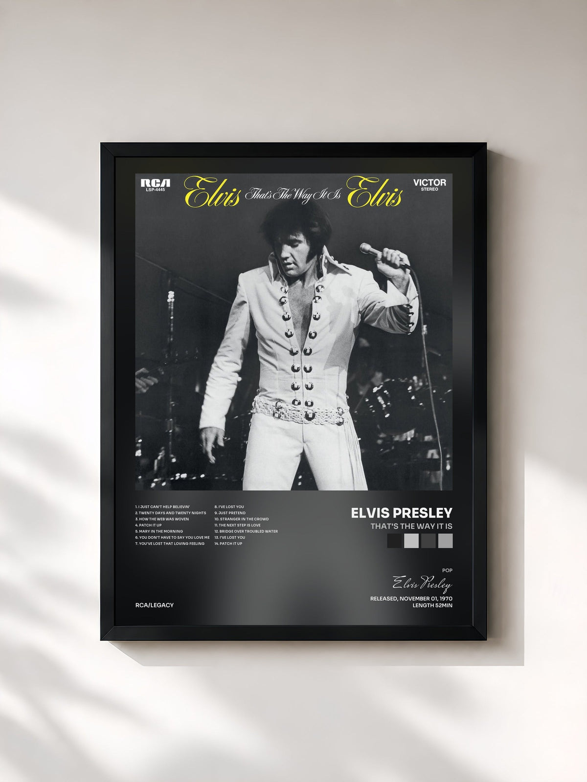 #noir That's the Way It Is de Elvis Presley en lámina enmarcada, marco negro, impresa y enmarcada en Francia