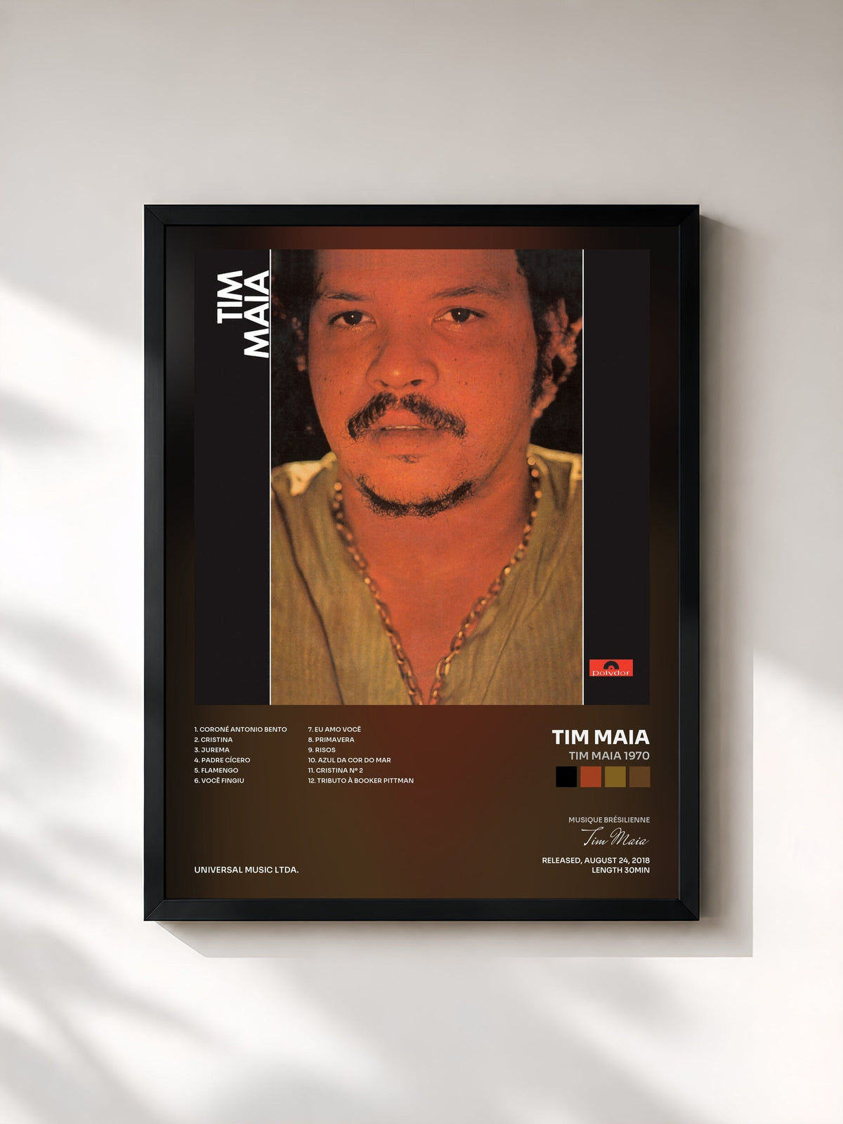 #noir Tim Maia 1970 von Tim Maia als gerahmter Kunstdruck, schwarzer Rahmen, gedruckt und gerahmt in Frankreich