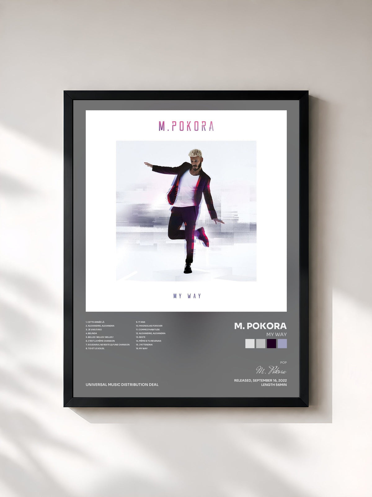 #noir My Way di M. Pokora in stampa incorniciata, cornice nera, stampata e incorniciata in Francia