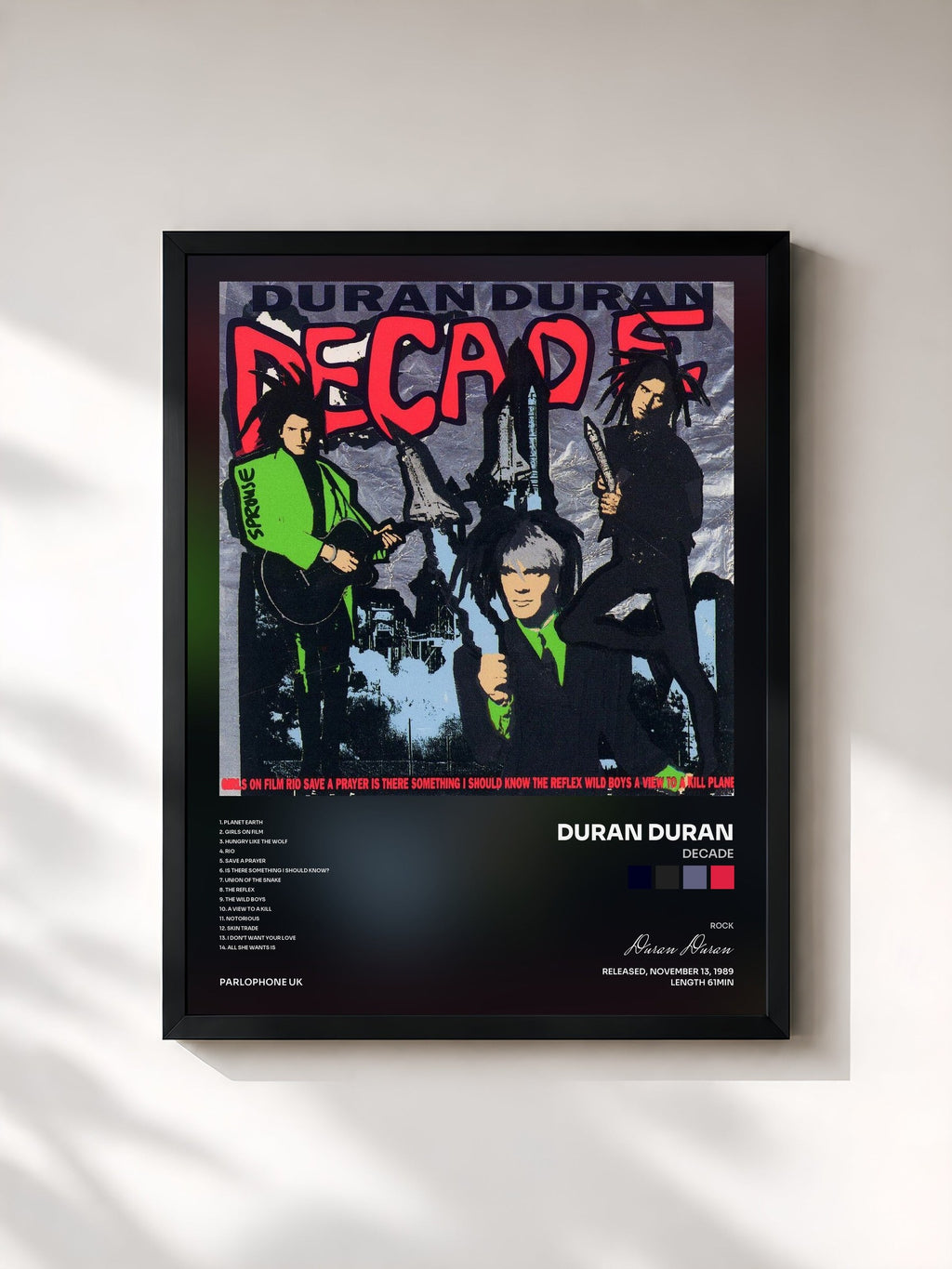 #noir Decade di Duran Duran in stampa incorniciata, cornice nera, stampata e incorniciata in Francia