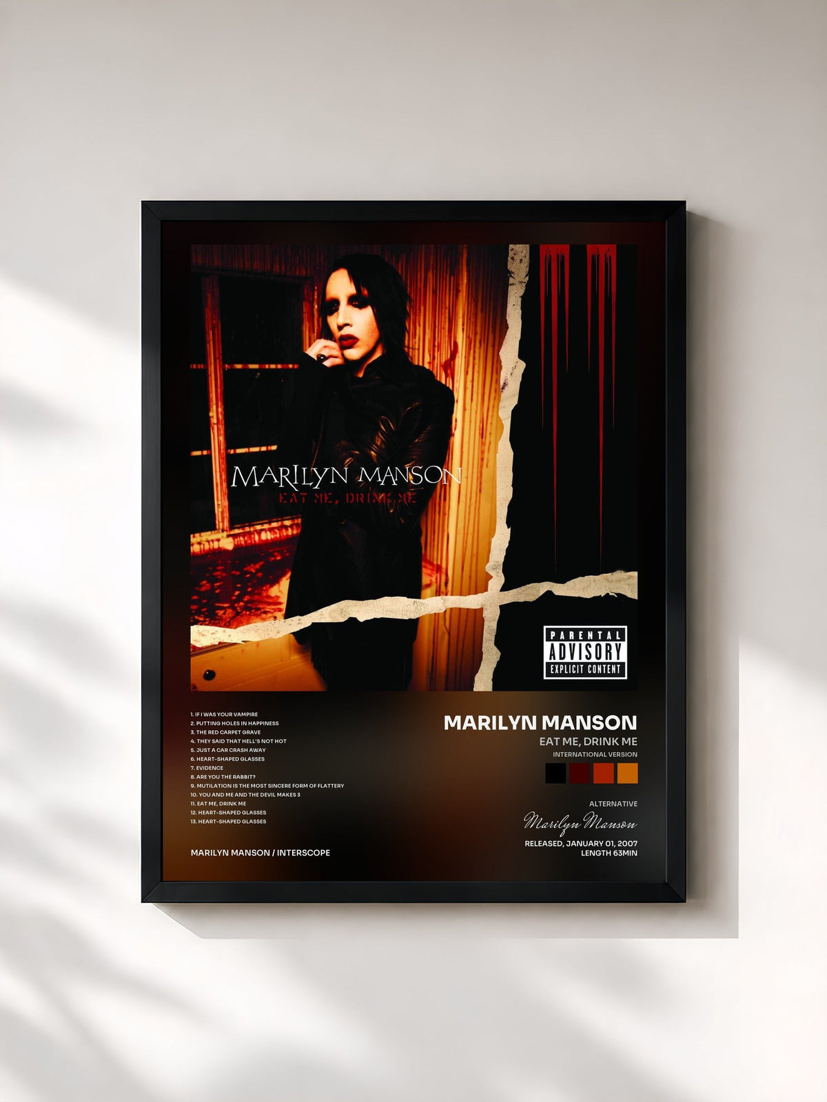 #noir Tableau de l'album EAT ME, DRINK ME (International Version) de Marilyn Manson, cadre noir, imprimé et encadré en France