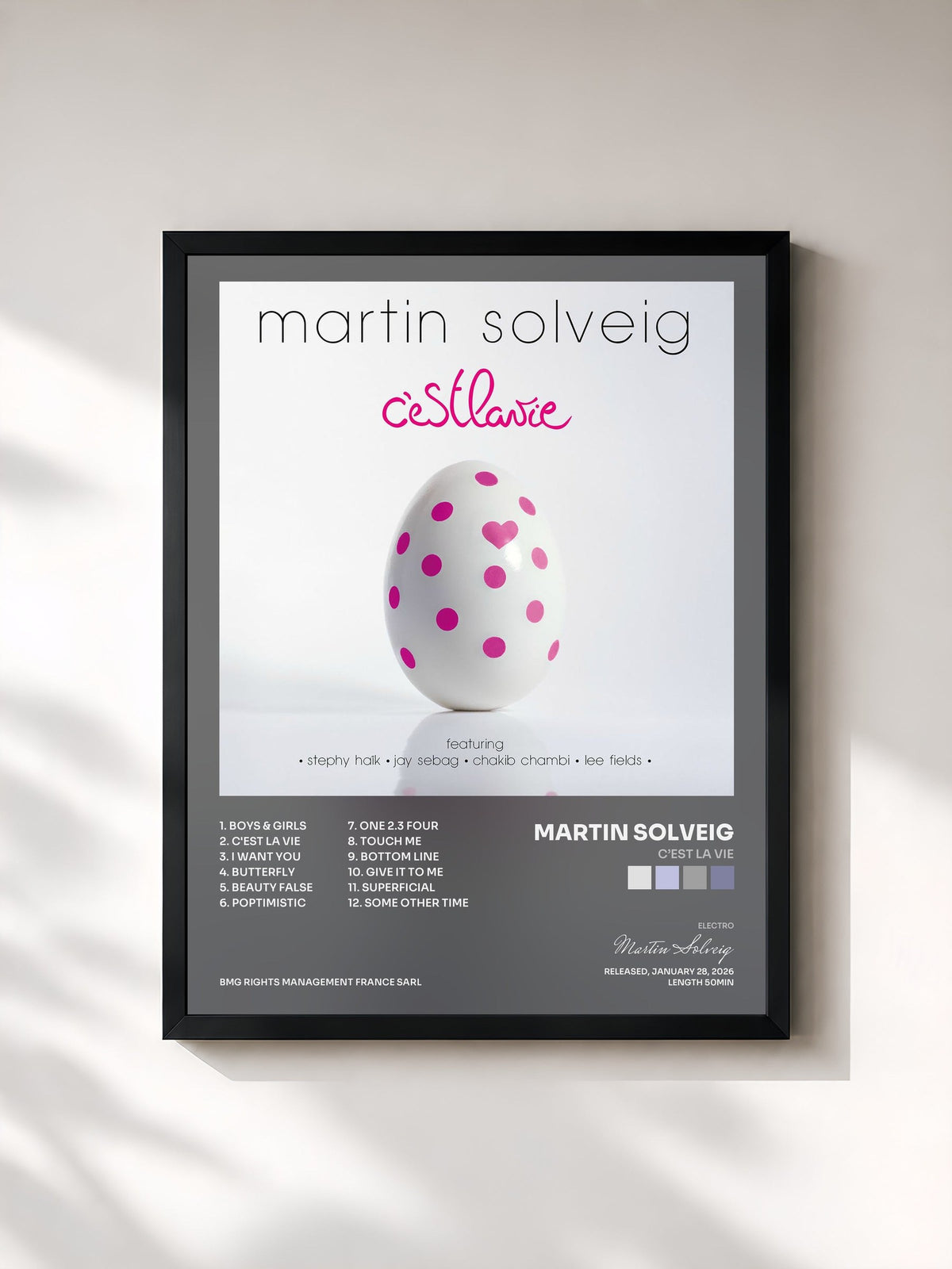 #noir Tableau de l'album C’est la vie de Martin Solveig, cadre noir, imprimé et encadré en France