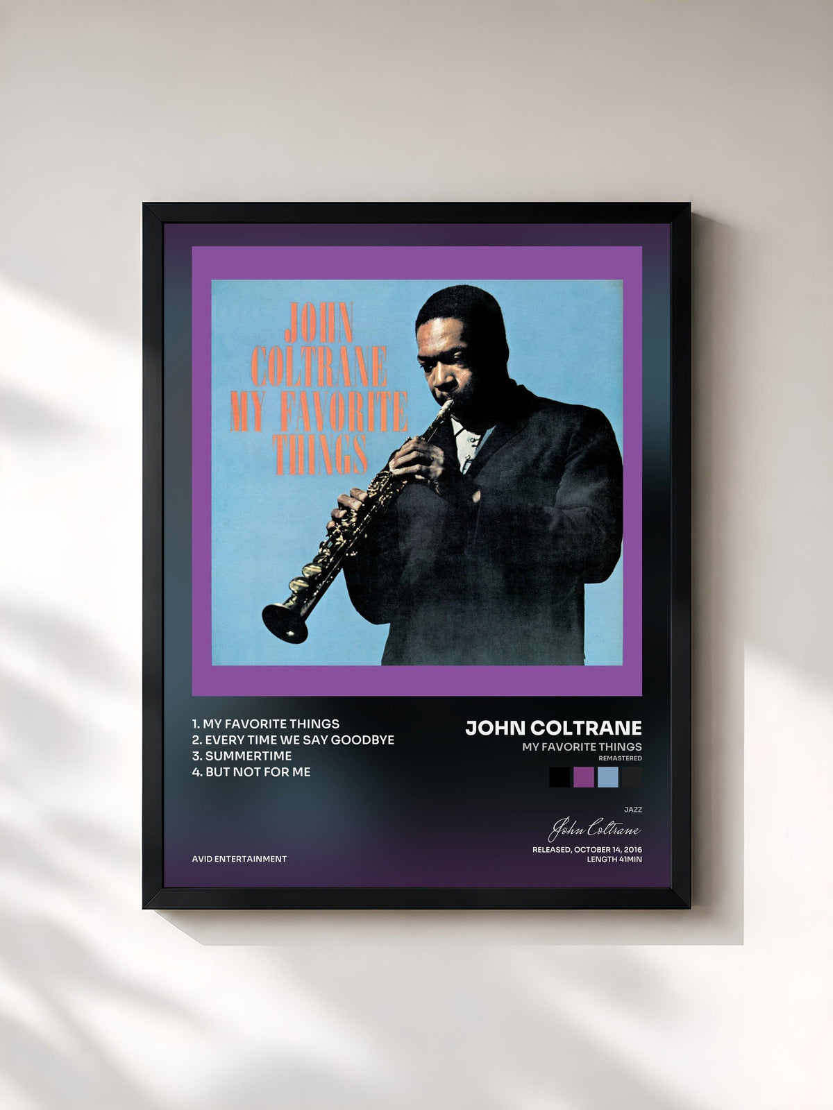 #noir Tableau de l'album My Favorite Things (Remastered) de John Coltrane, cadre noir, imprimé et encadré en France