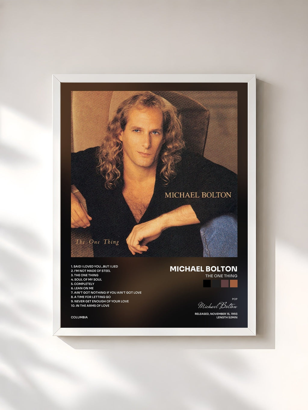 #blanc The One Thing by Michael Bolton as a framed art print, white frame, printed and framed in France