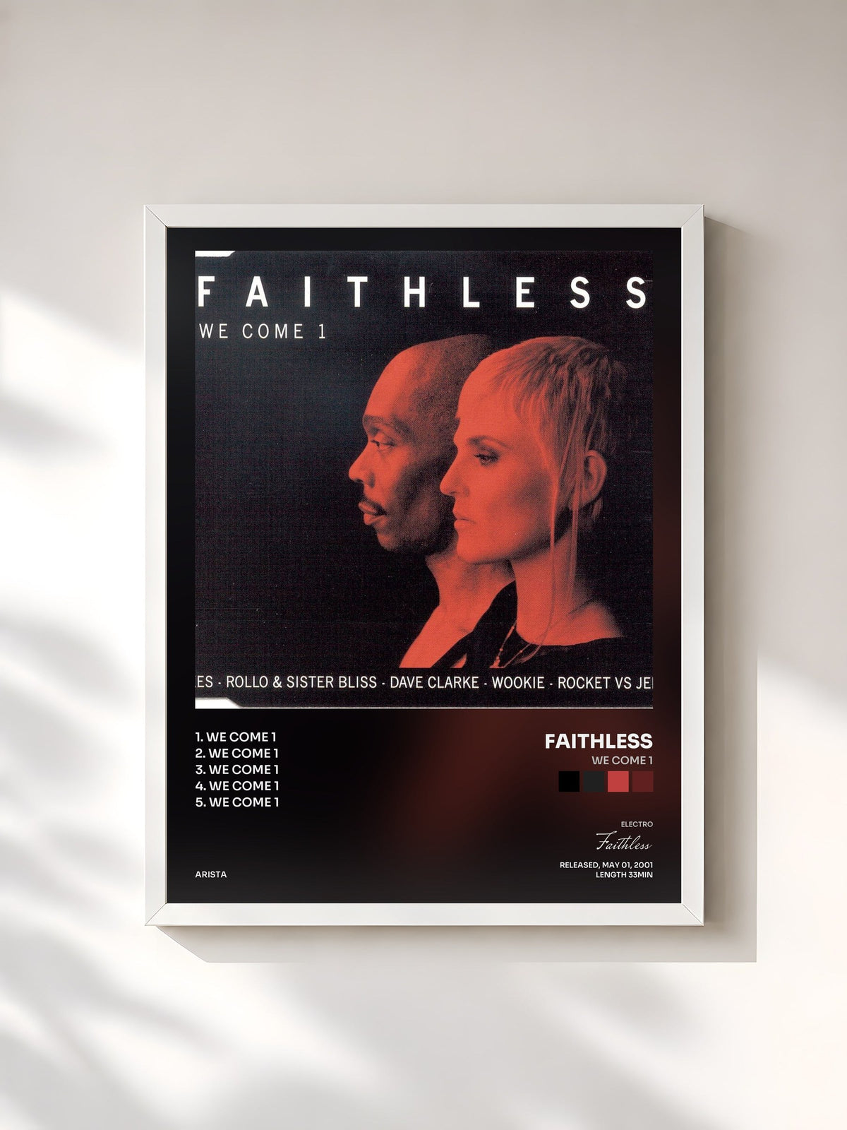 #blanc We Come 1 de Faithless en lámina enmarcada, marco blanco, impresa y enmarcada en Francia