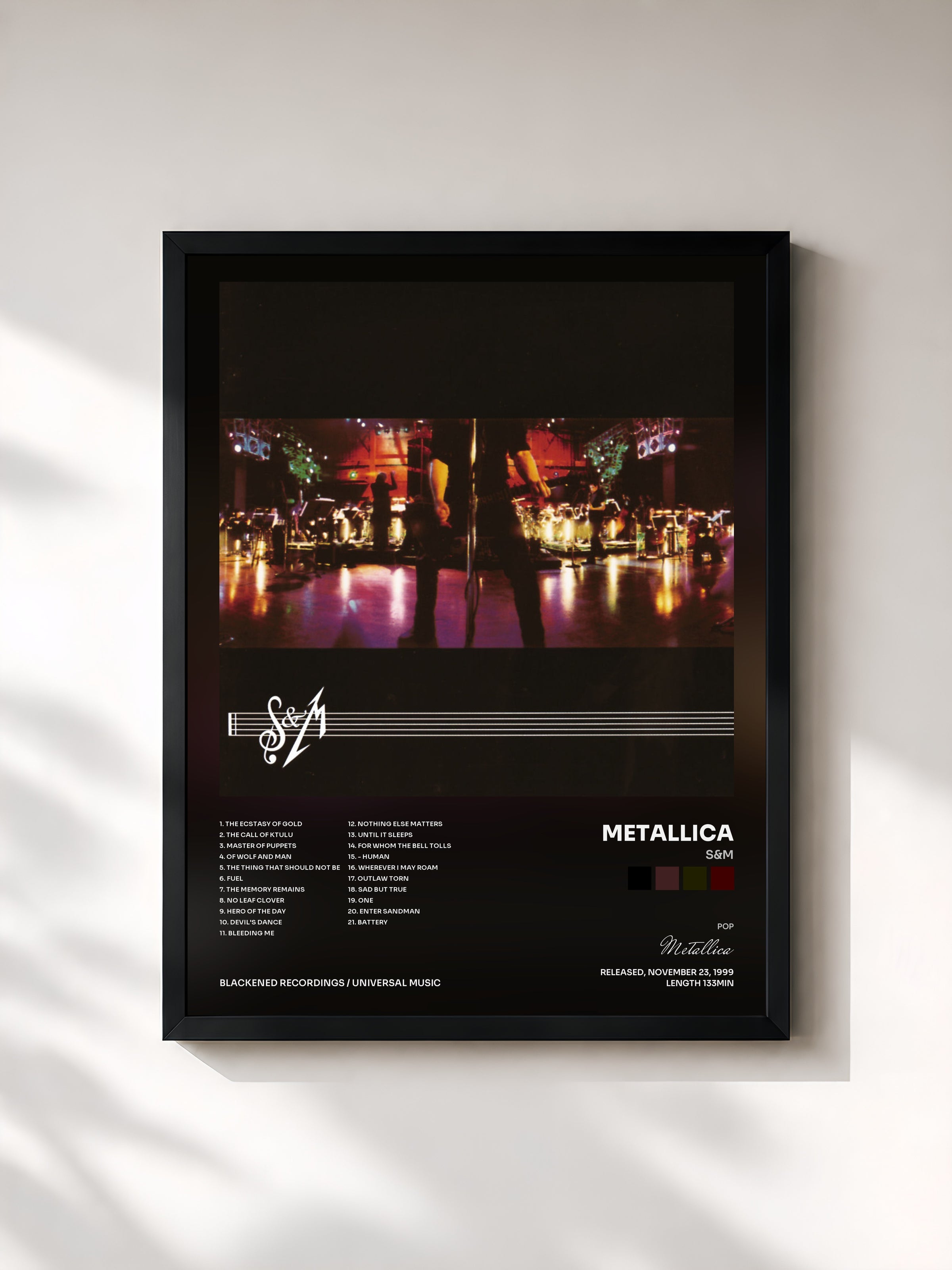 #noir S&M by Metallica as a framed art print, black frame, printed and framed in France