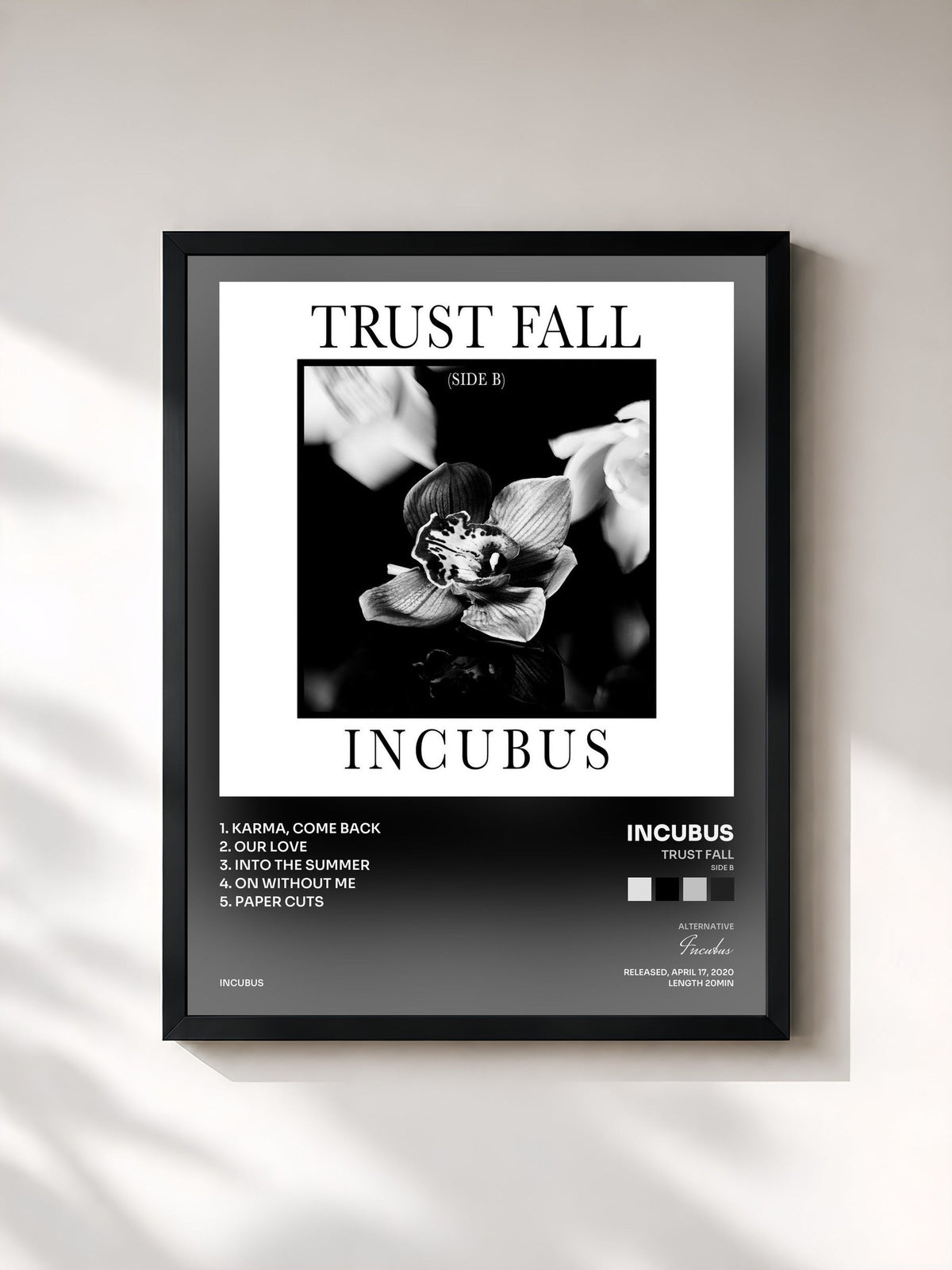 #noir Trust Fall (Side B) de Incubus en lámina enmarcada, marco negro, impresa y enmarcada en Francia