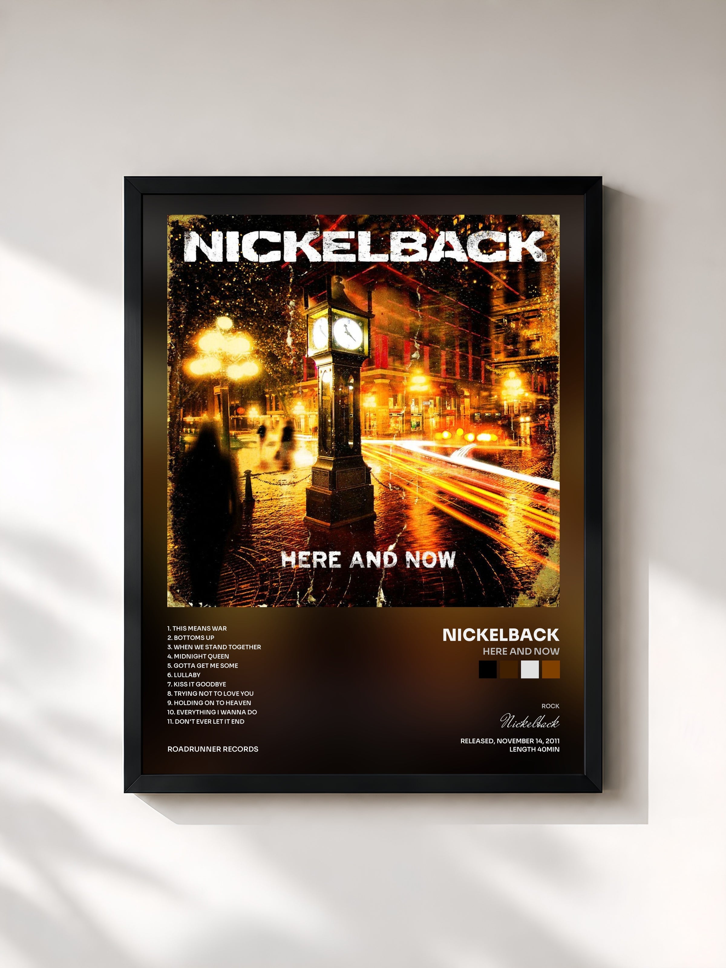 #noir Here and Now de Nickelback en lámina enmarcada, marco negro, impresa y enmarcada en Francia