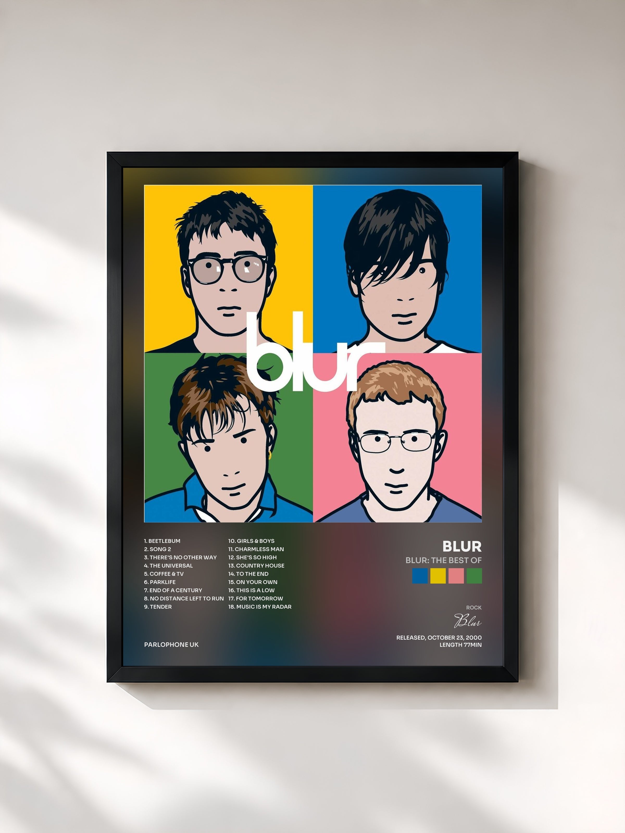 #noir Tableau de l'album Blur: The Best Of de Blur, cadre noir, imprimé et encadré en France