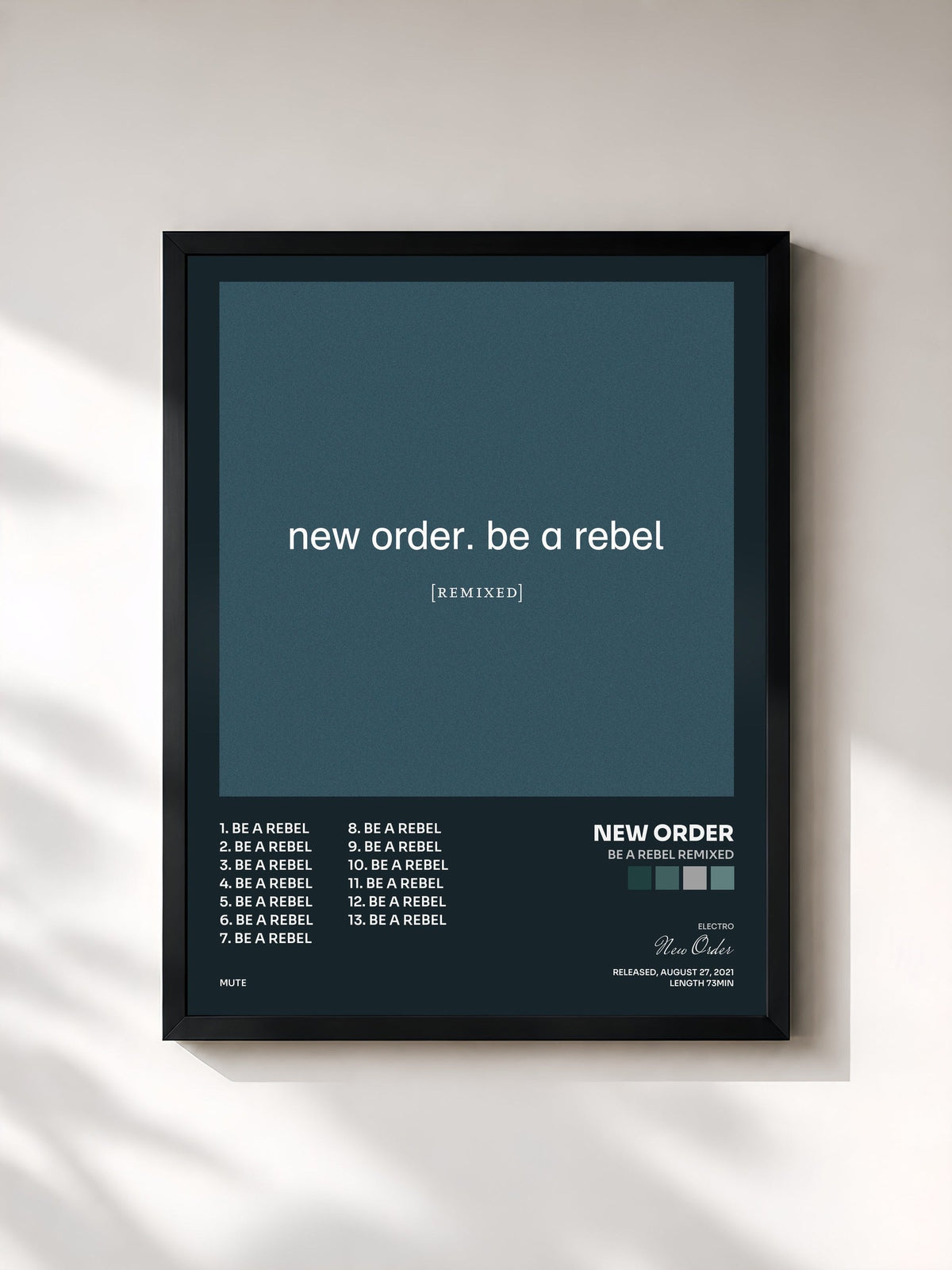 #noir Be a Rebel Remixed di New Order in stampa incorniciata, cornice nera, stampata e incorniciata in Francia