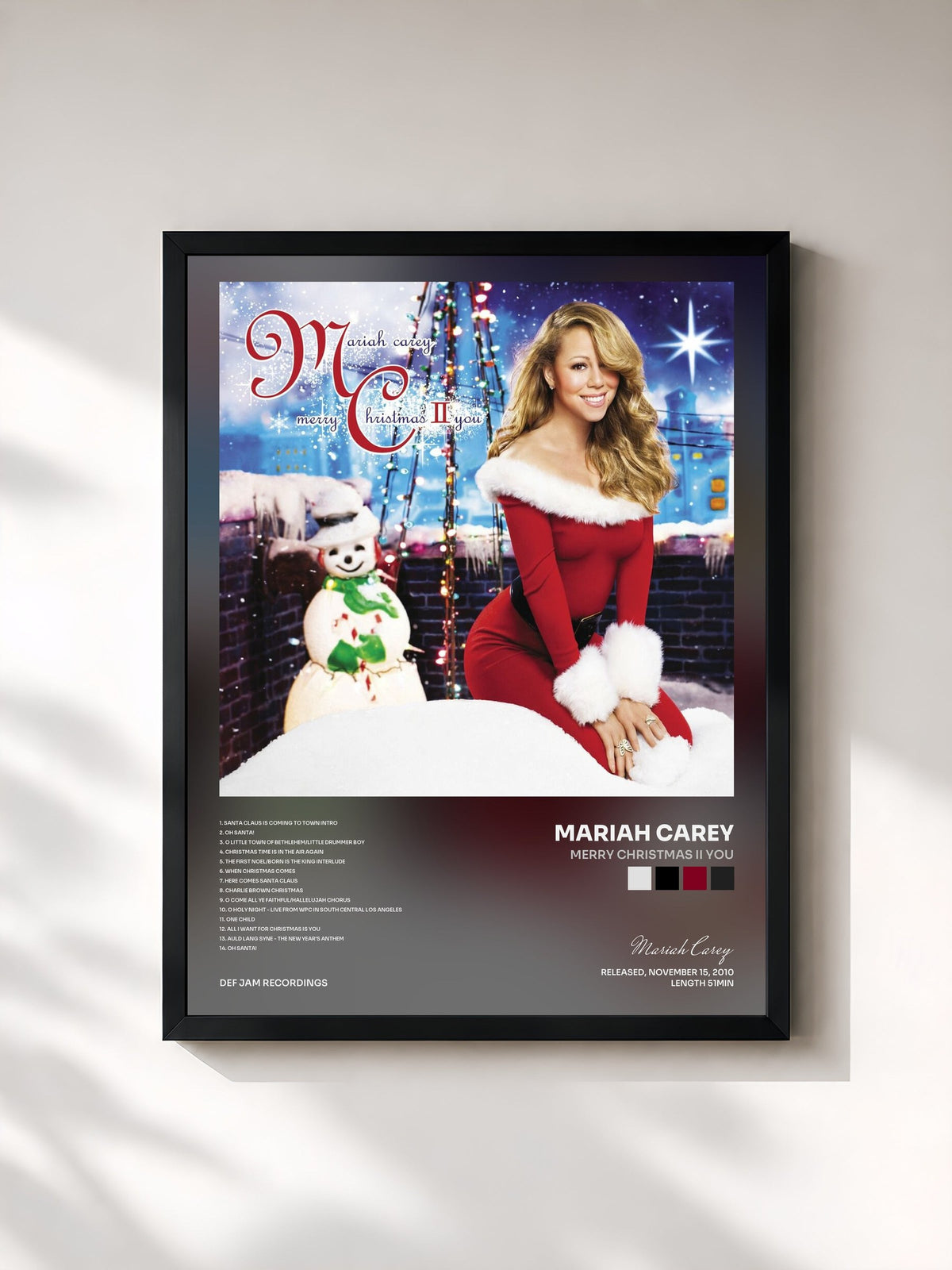 #noir Tableau de l'album Merry Christmas II You de Mariah Carey, cadre noir, imprimé et encadré en France