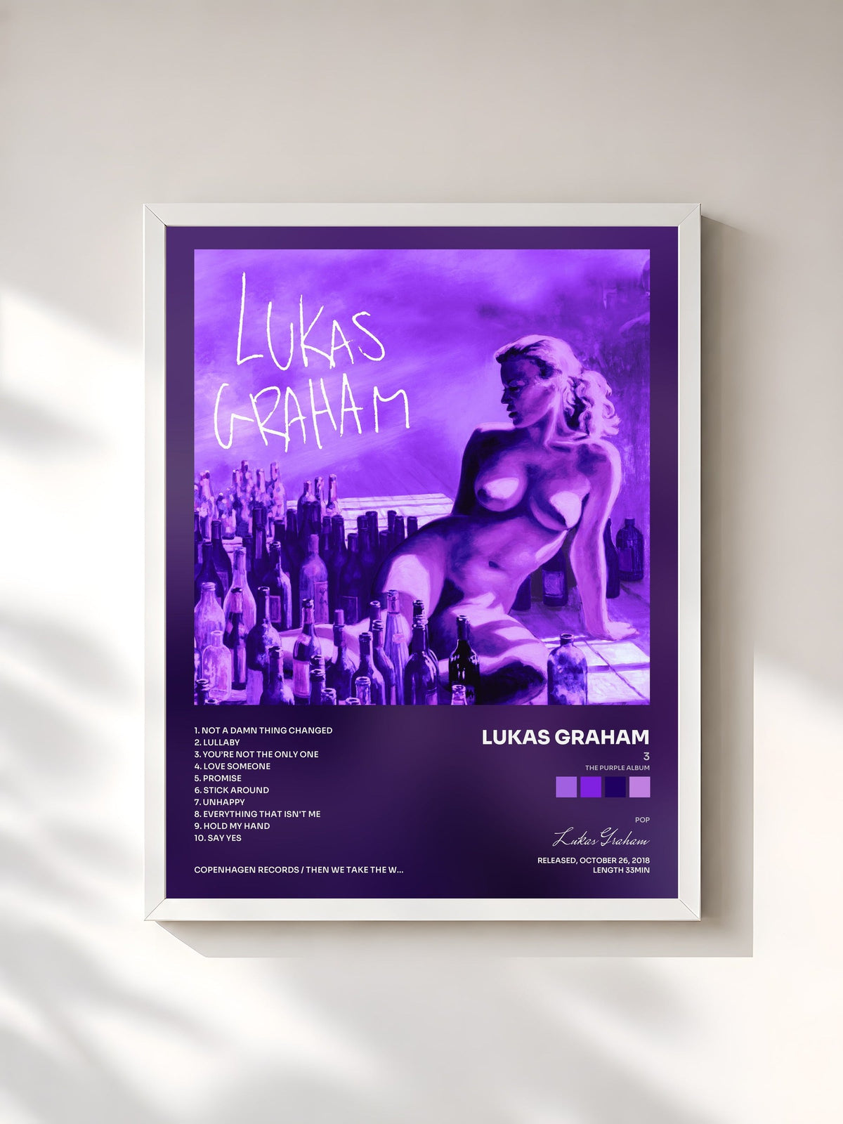 #blanc 3 (The Purple Album) de Lukas Graham en lámina enmarcada, marco blanco, impresa y enmarcada en Francia