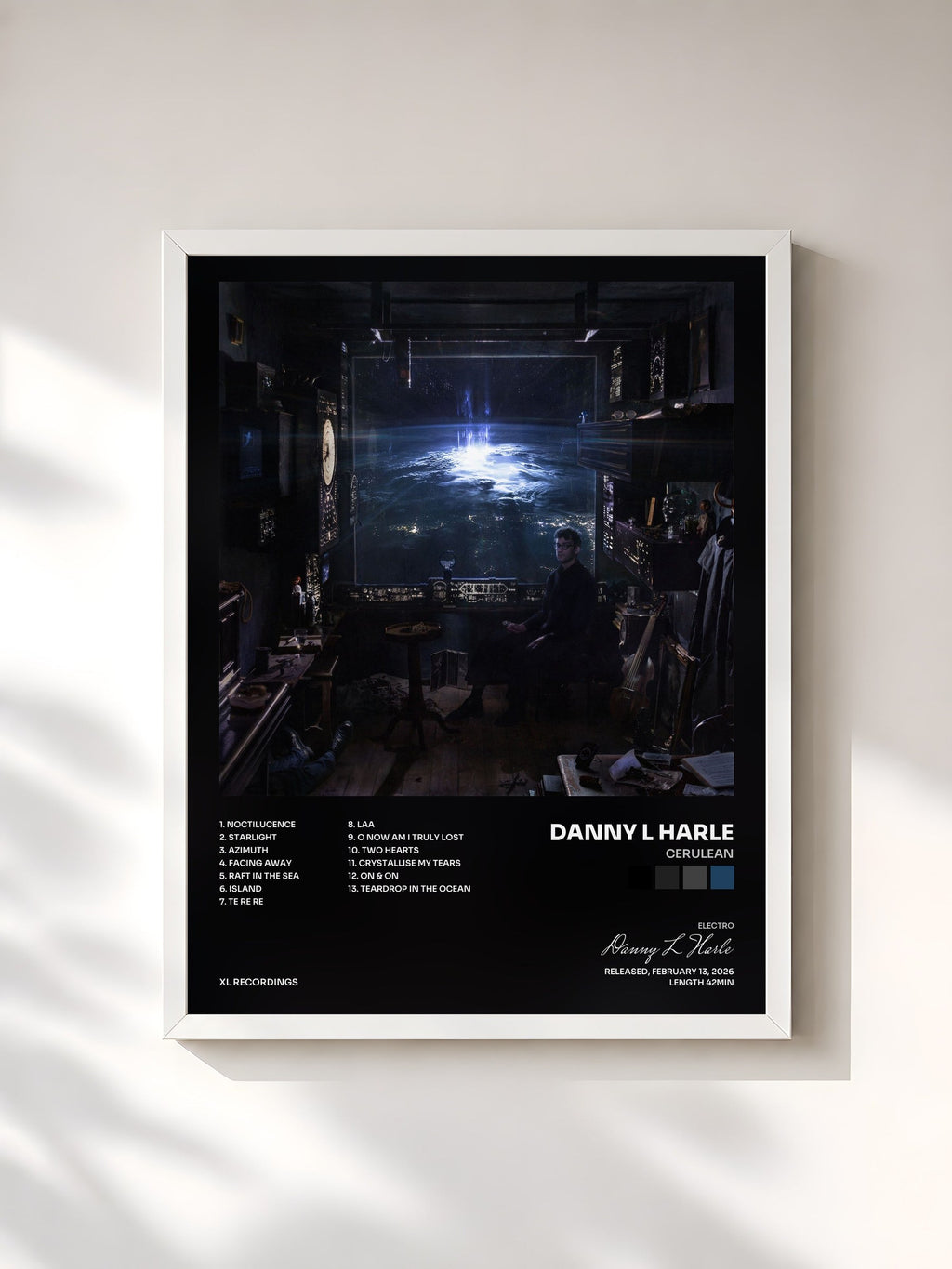 #blanc Cerulean by Danny L Harle as a framed art print, white frame, printed and framed in France