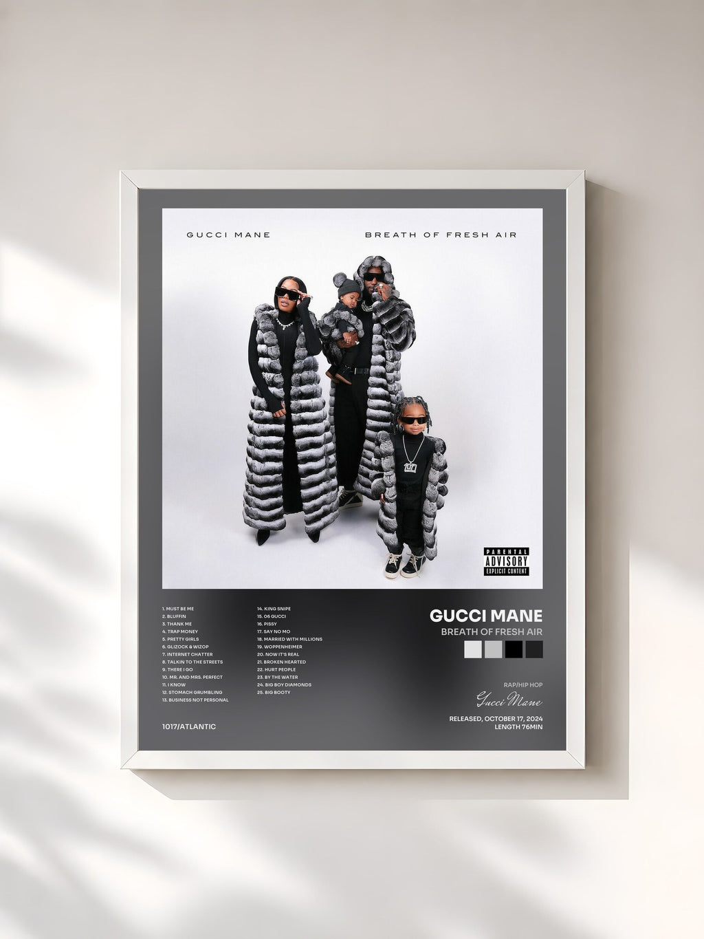#blanc Breath of Fresh Air von Gucci Mane als gerahmter Kunstdruck, weißer Rahmen, gedruckt und gerahmt in Frankreich